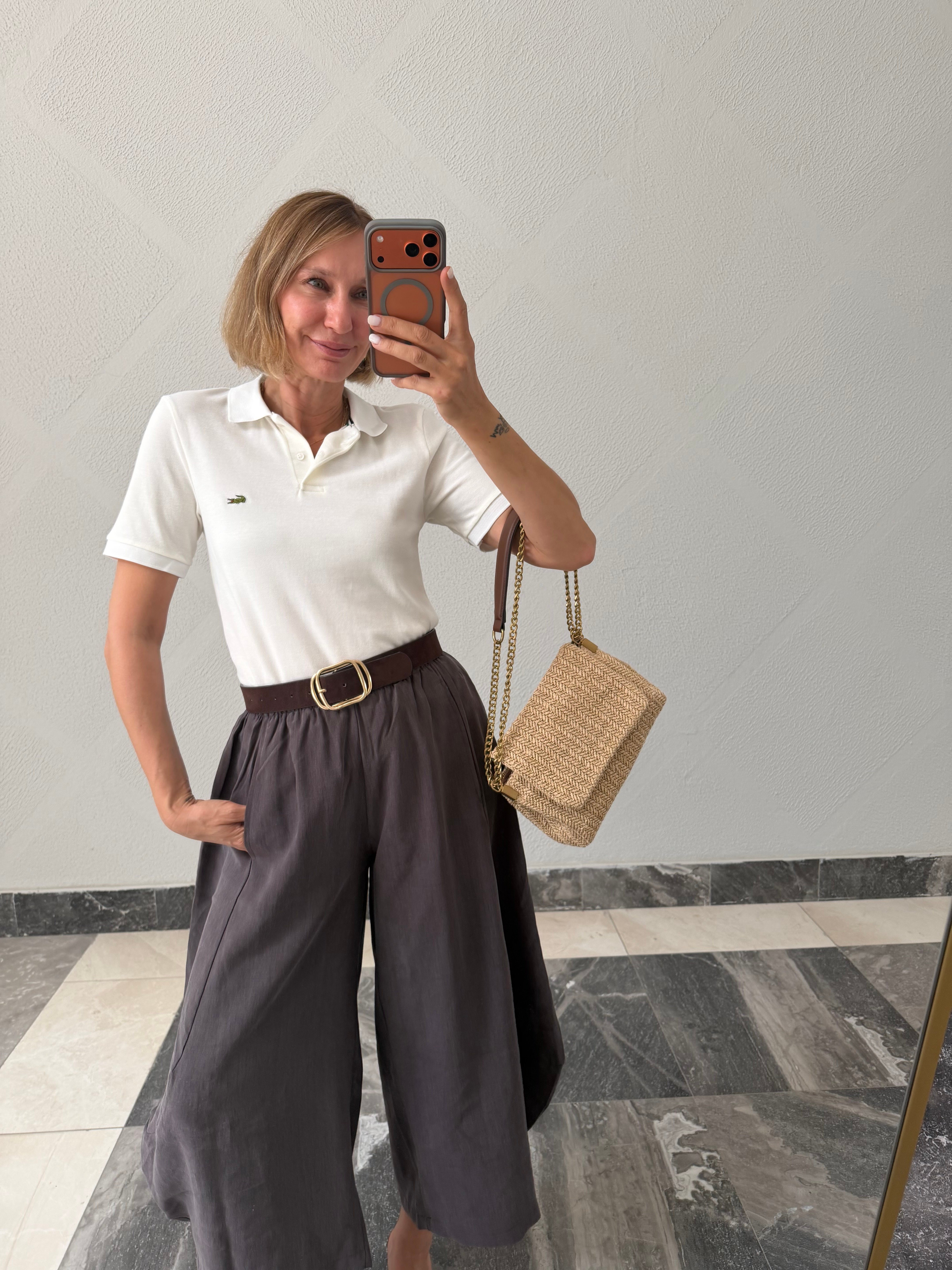 Polo Yaka Lcs Kırık Beyaz Tshirt