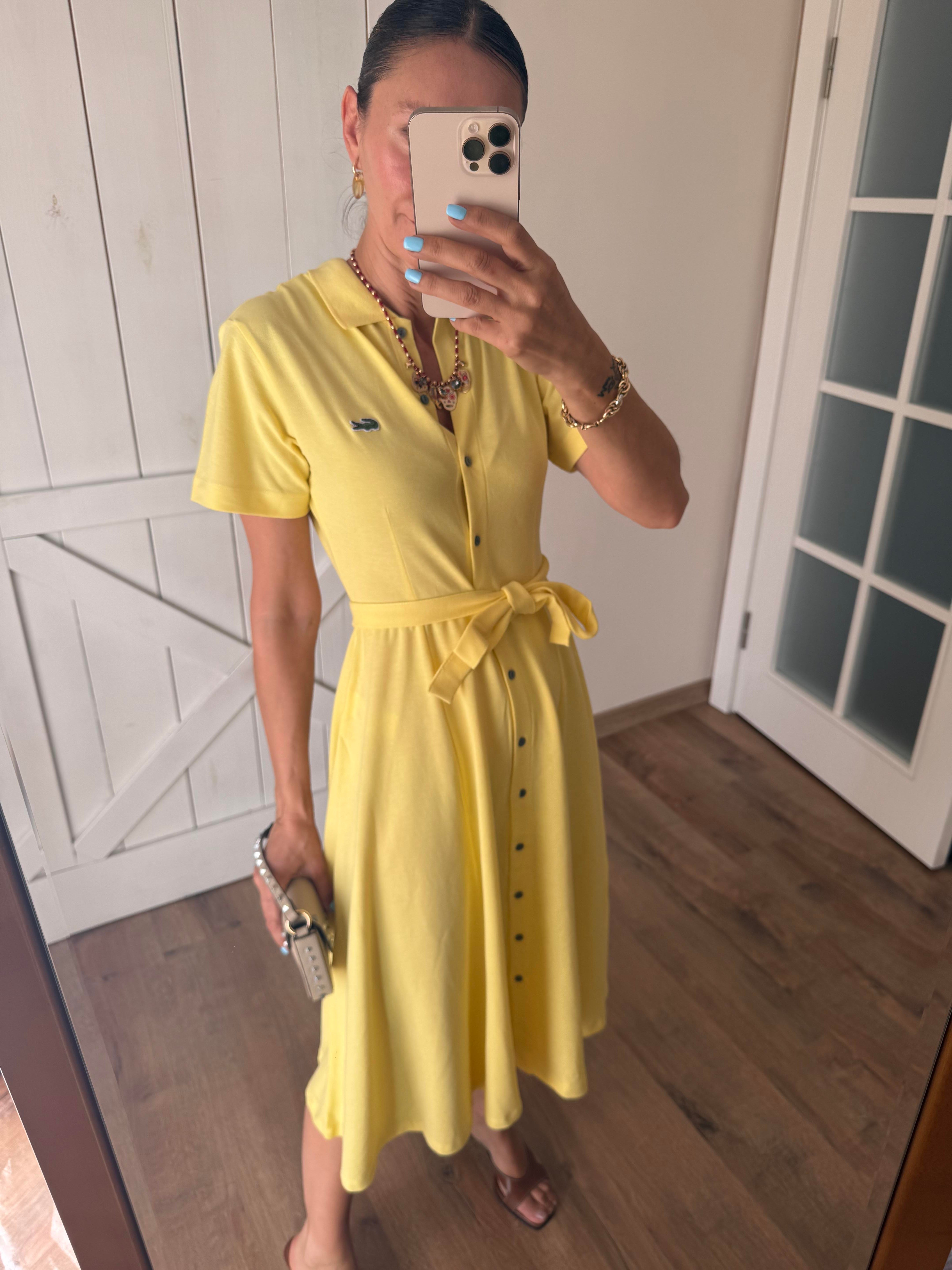 Polo Yaka Premium Lemonde Kuşaklı Elbise