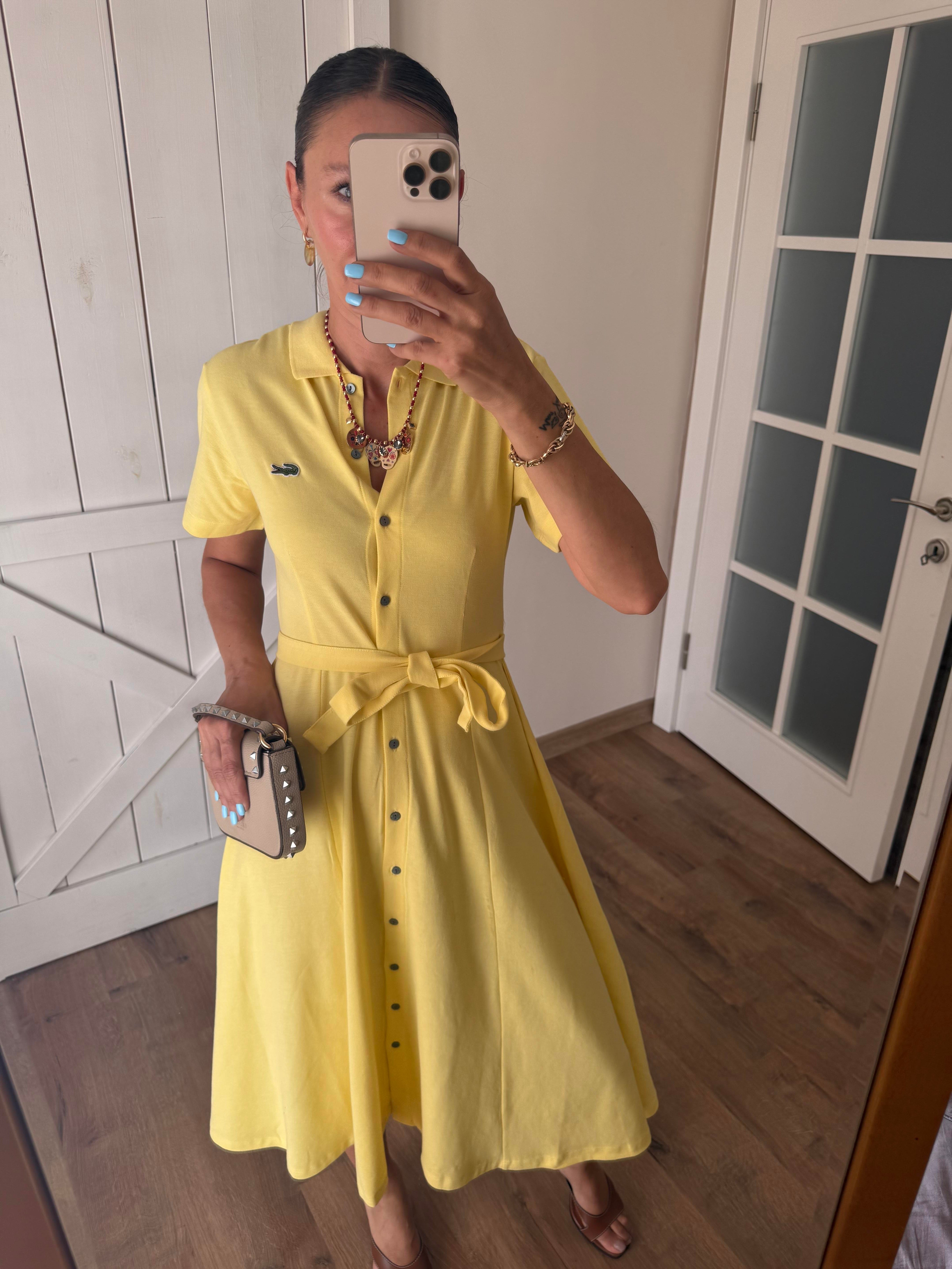 Polo Yaka Premium Lemonde Kuşaklı Elbise