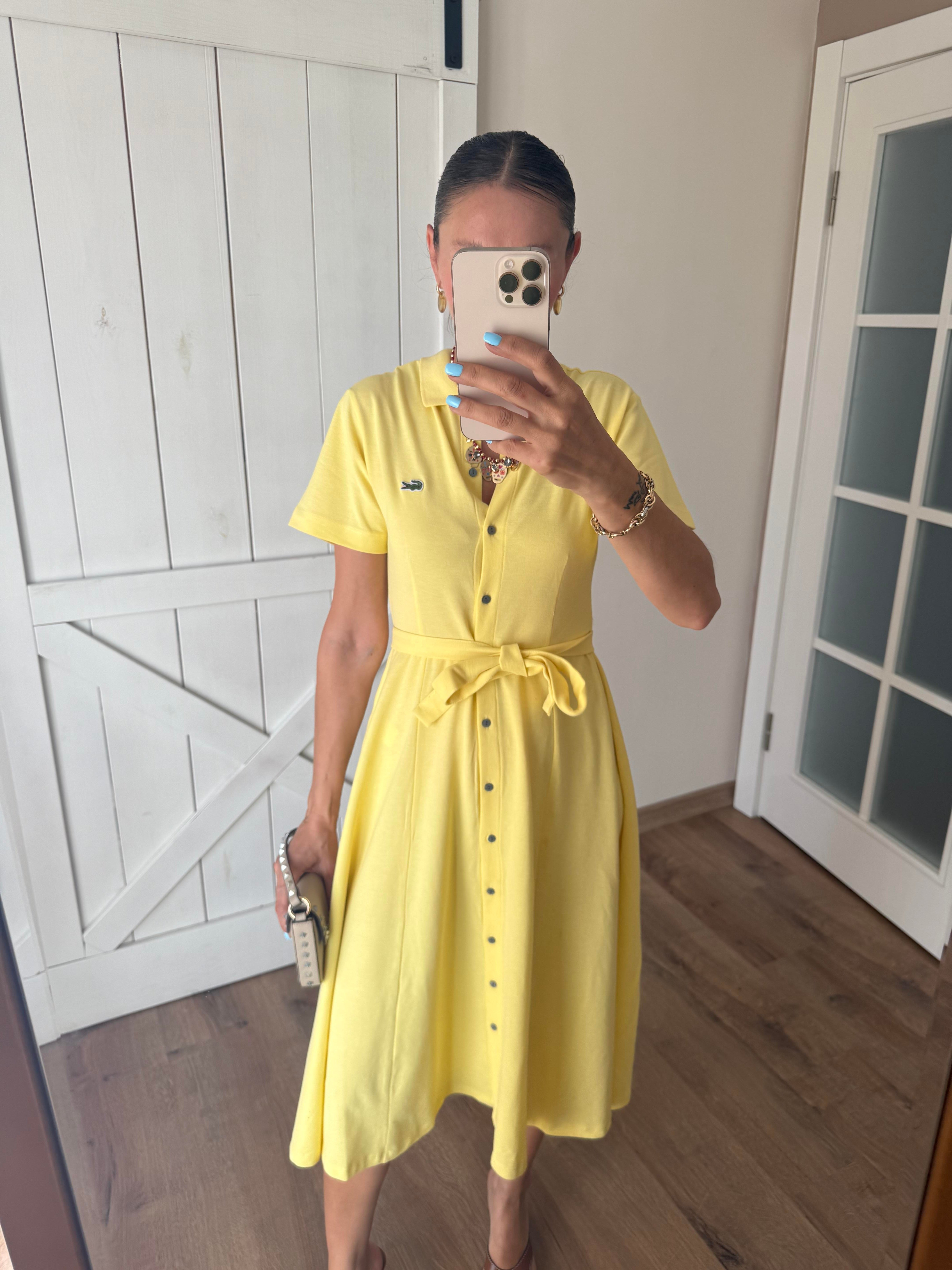 Polo Yaka Premium Lemonde Kuşaklı Elbise