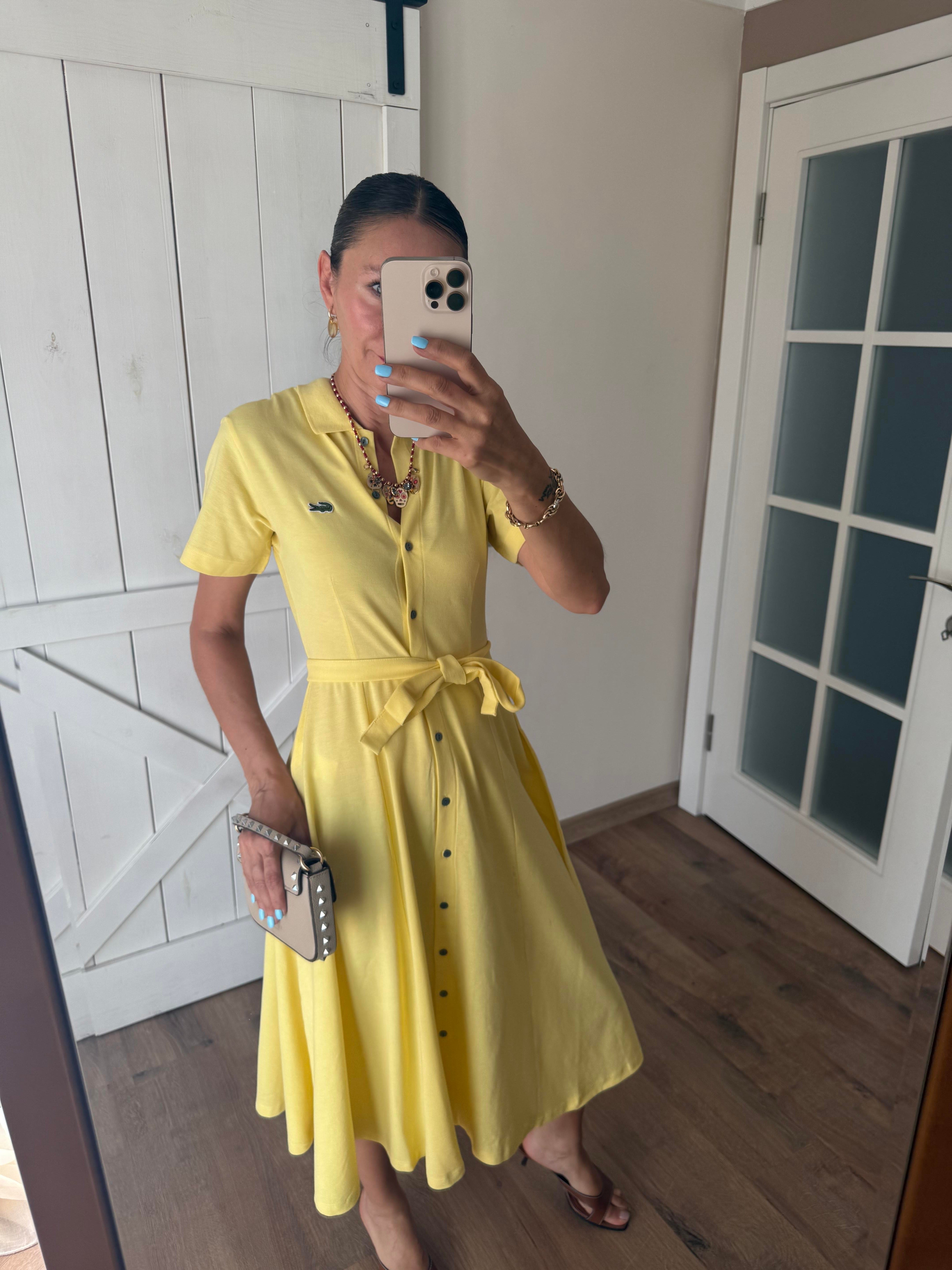 Polo Yaka Premium Lemonde Kuşaklı Elbise