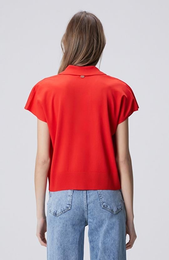 Polo Yaka Work Kırmızı Triko Tshirt
