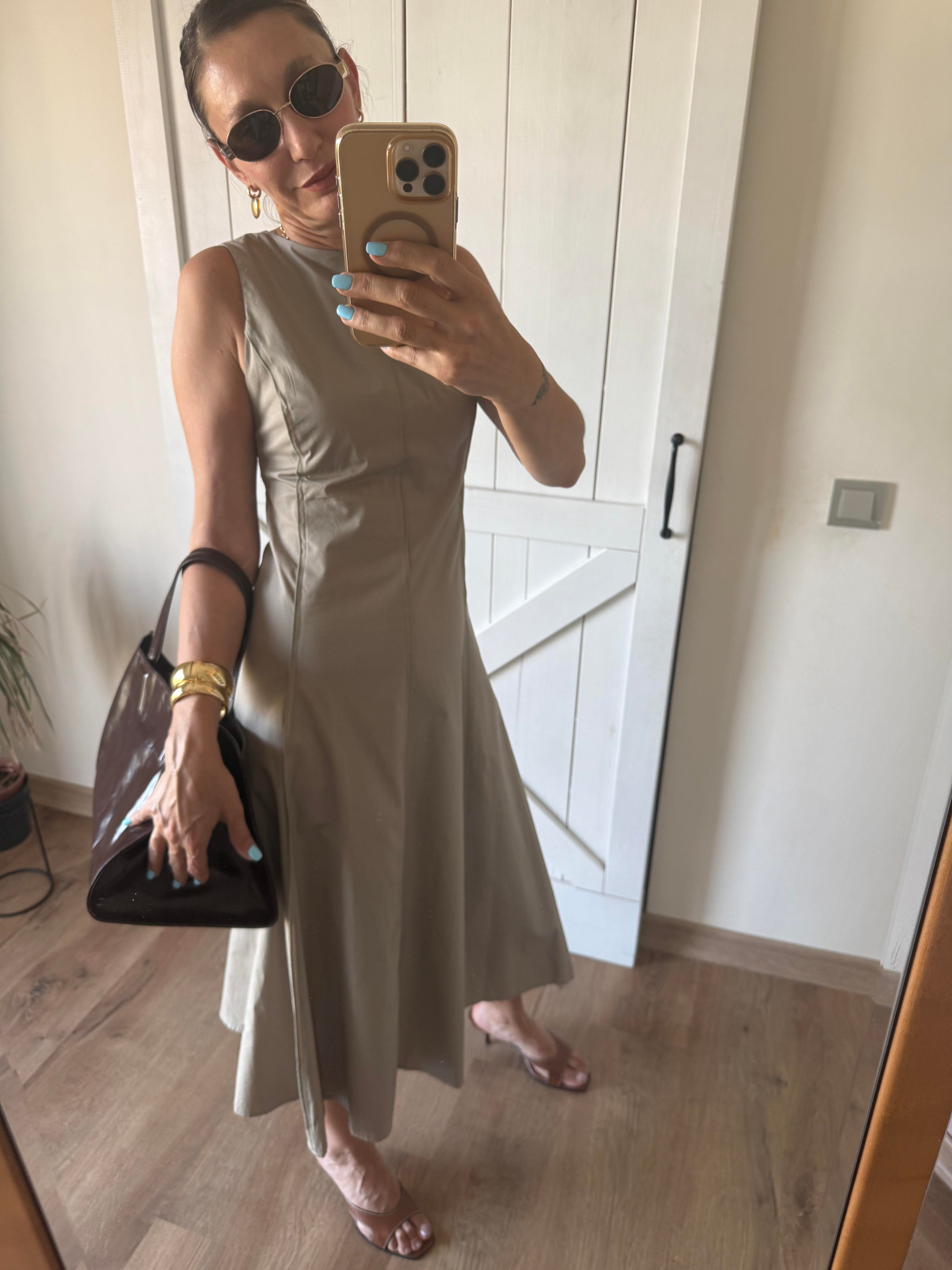 Poplin Volanlı Midi Boy Elbise