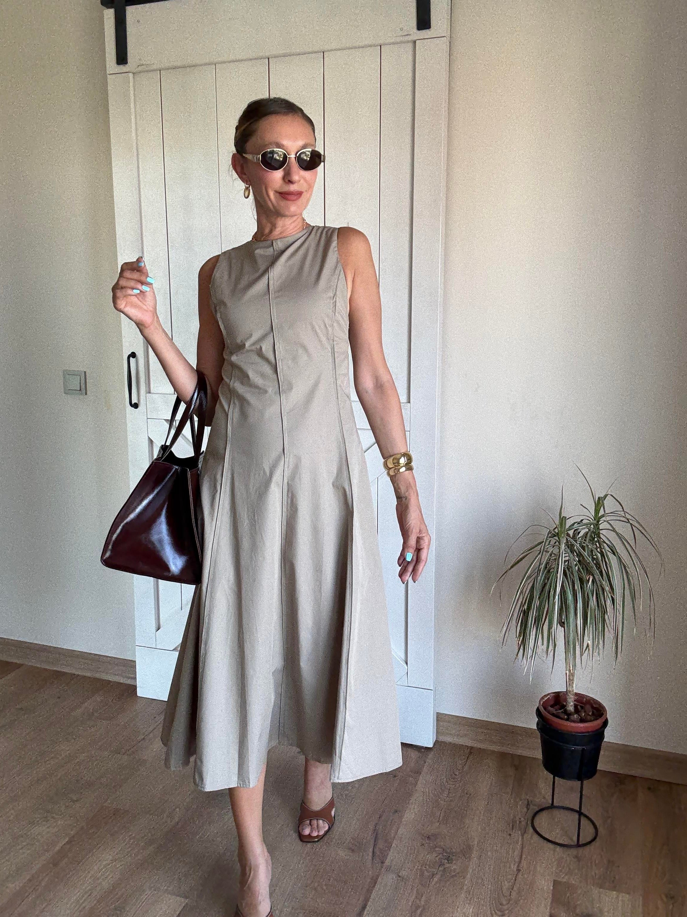 Poplin Volanlı Midi Boy Elbise