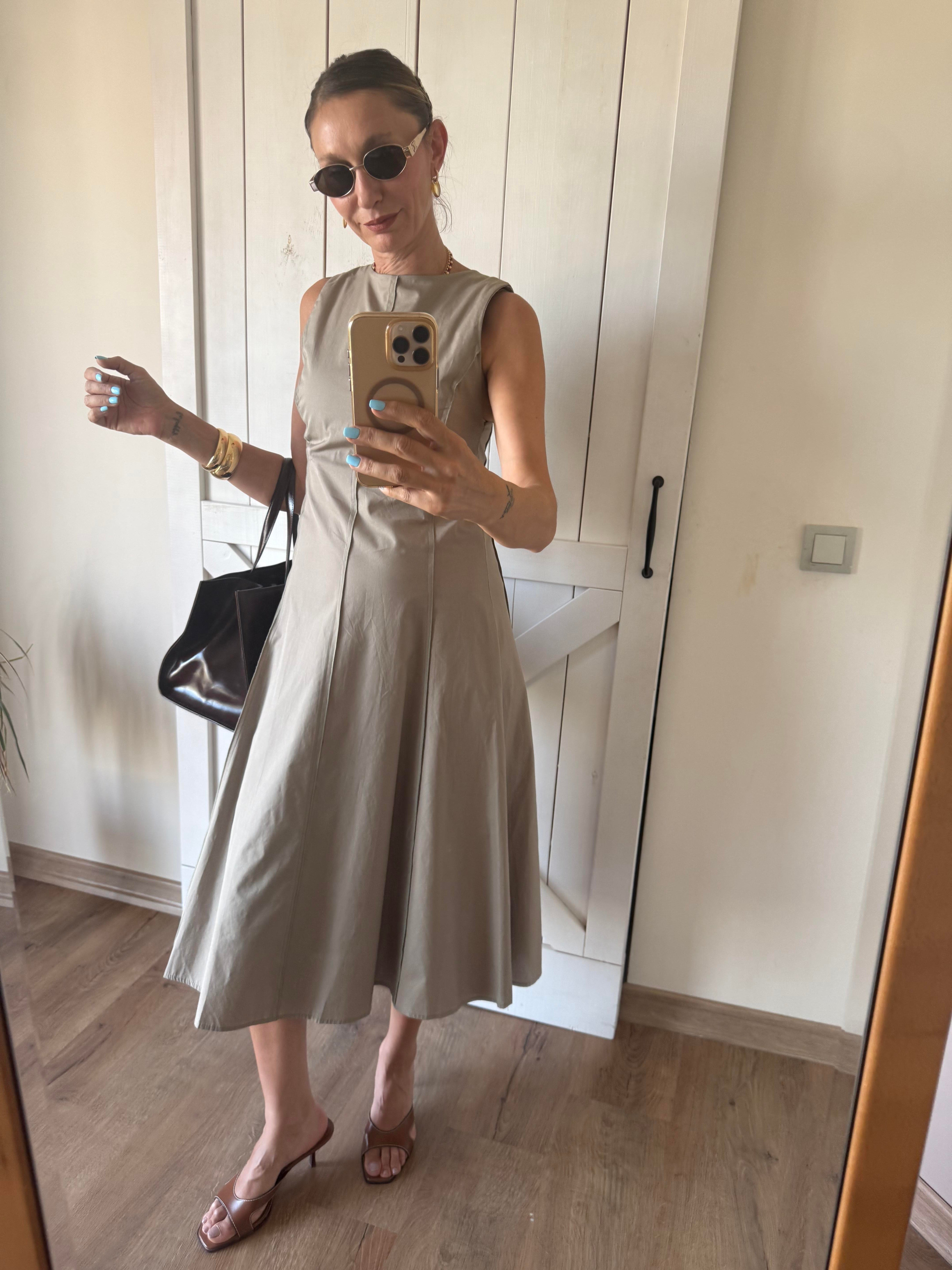 Poplin Volanlı Midi Boy Elbise