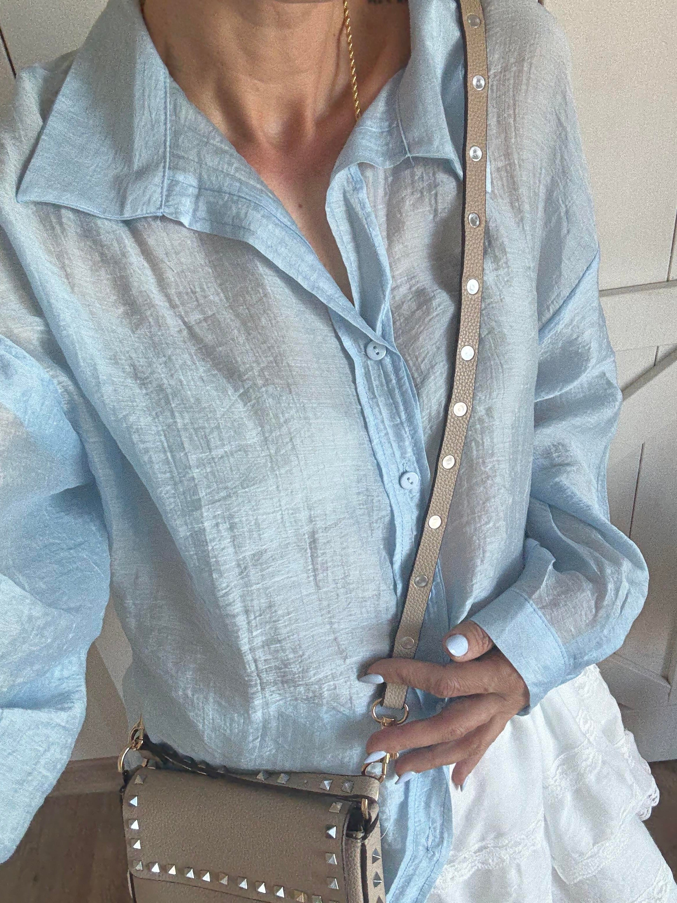 Premium Bebek Mavi Tensel Gömlek