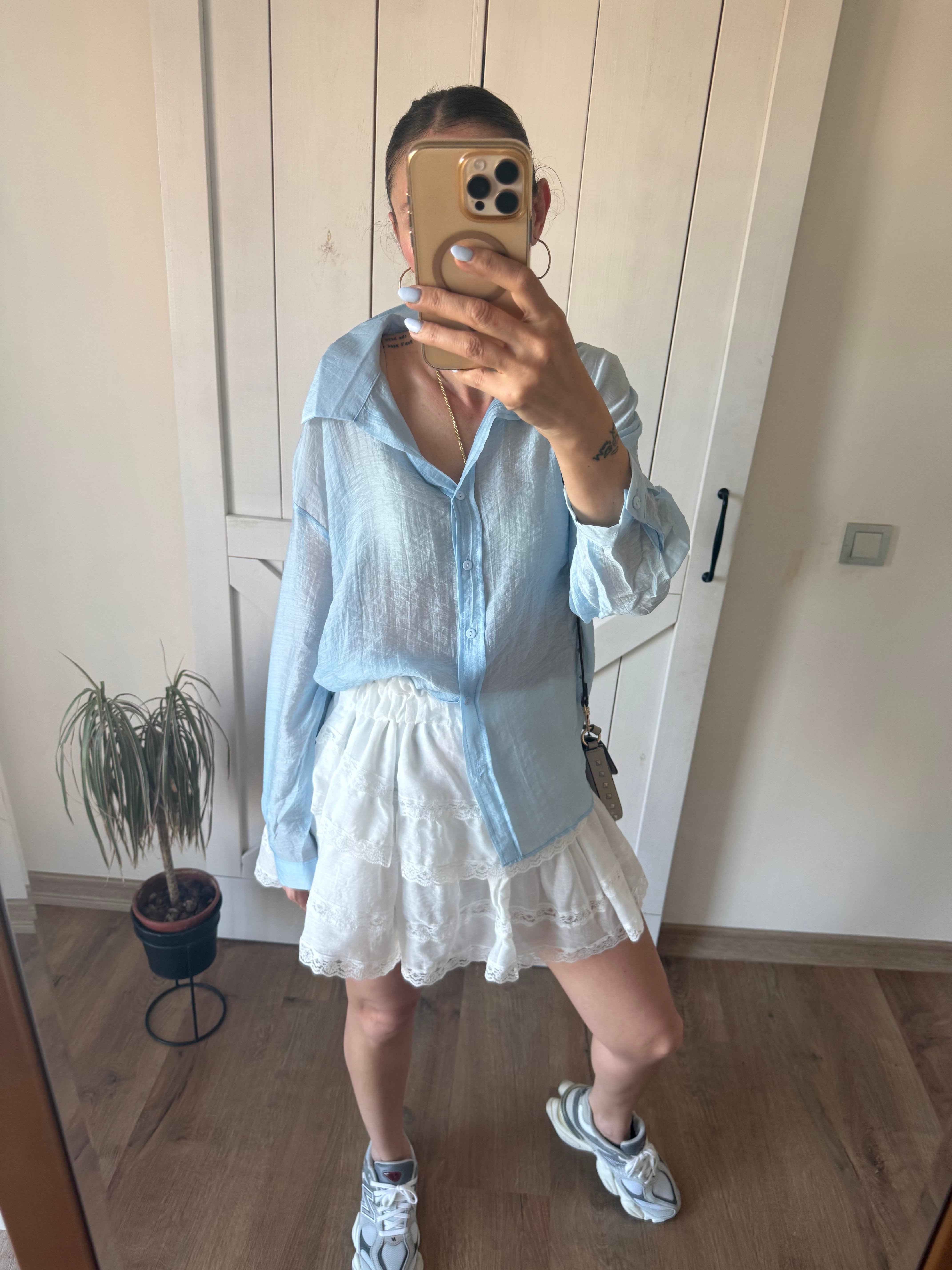 Premium Bebek Mavi Tensel Gömlek