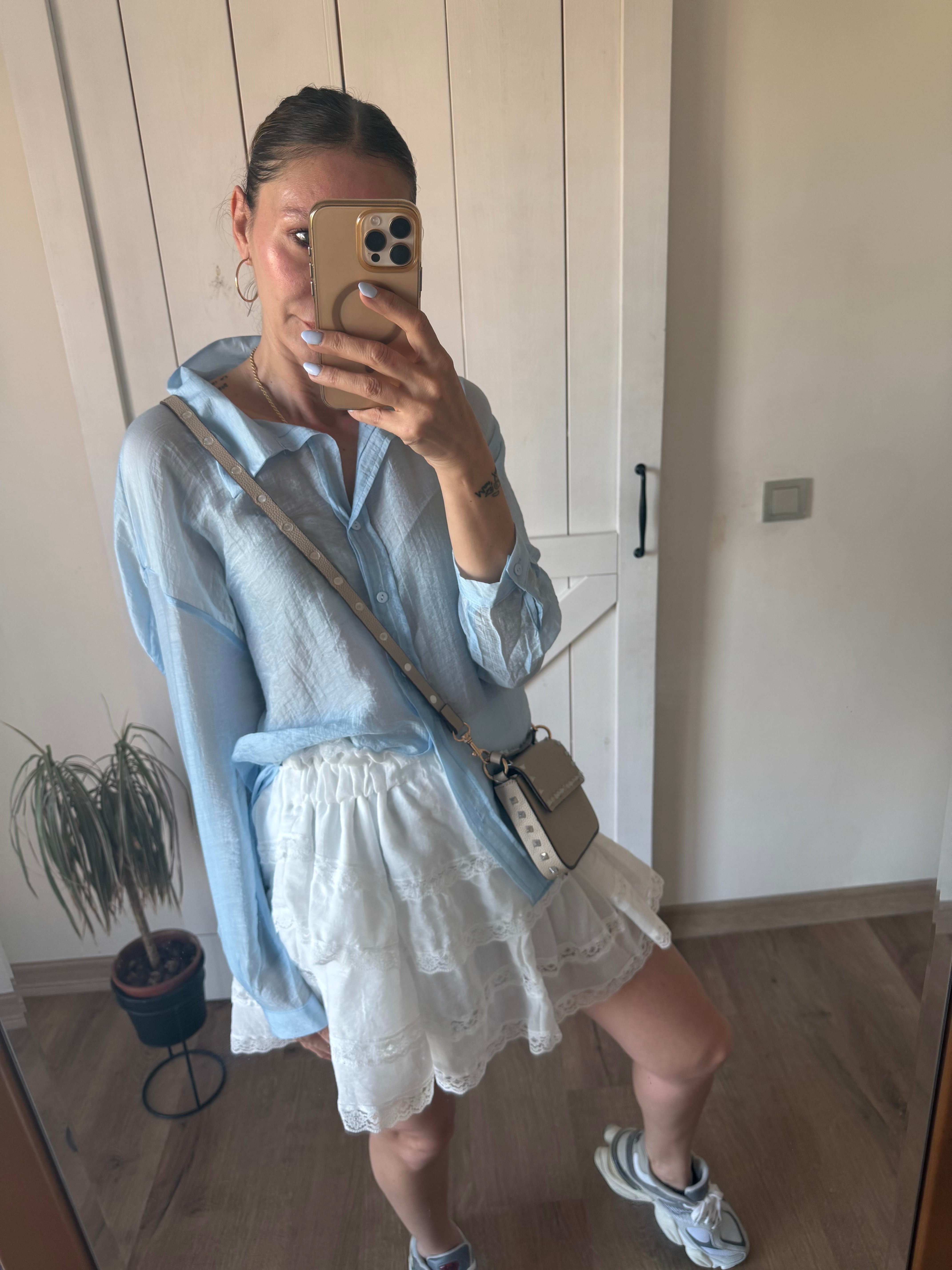 Premium Bebek Mavi Tensel Gömlek