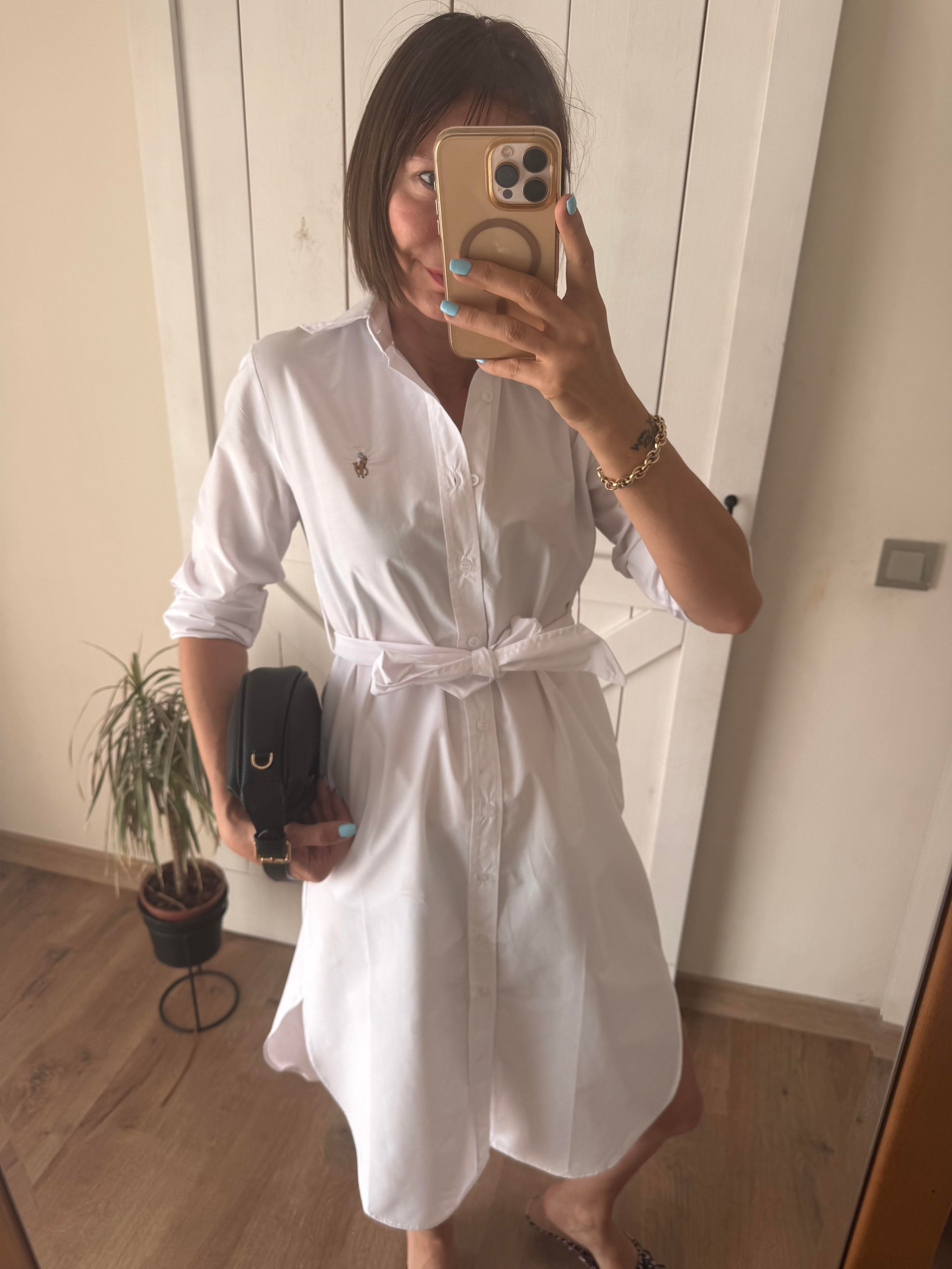 Premium Beyaz Poplin Uzun Kollu Gömlek Elbise