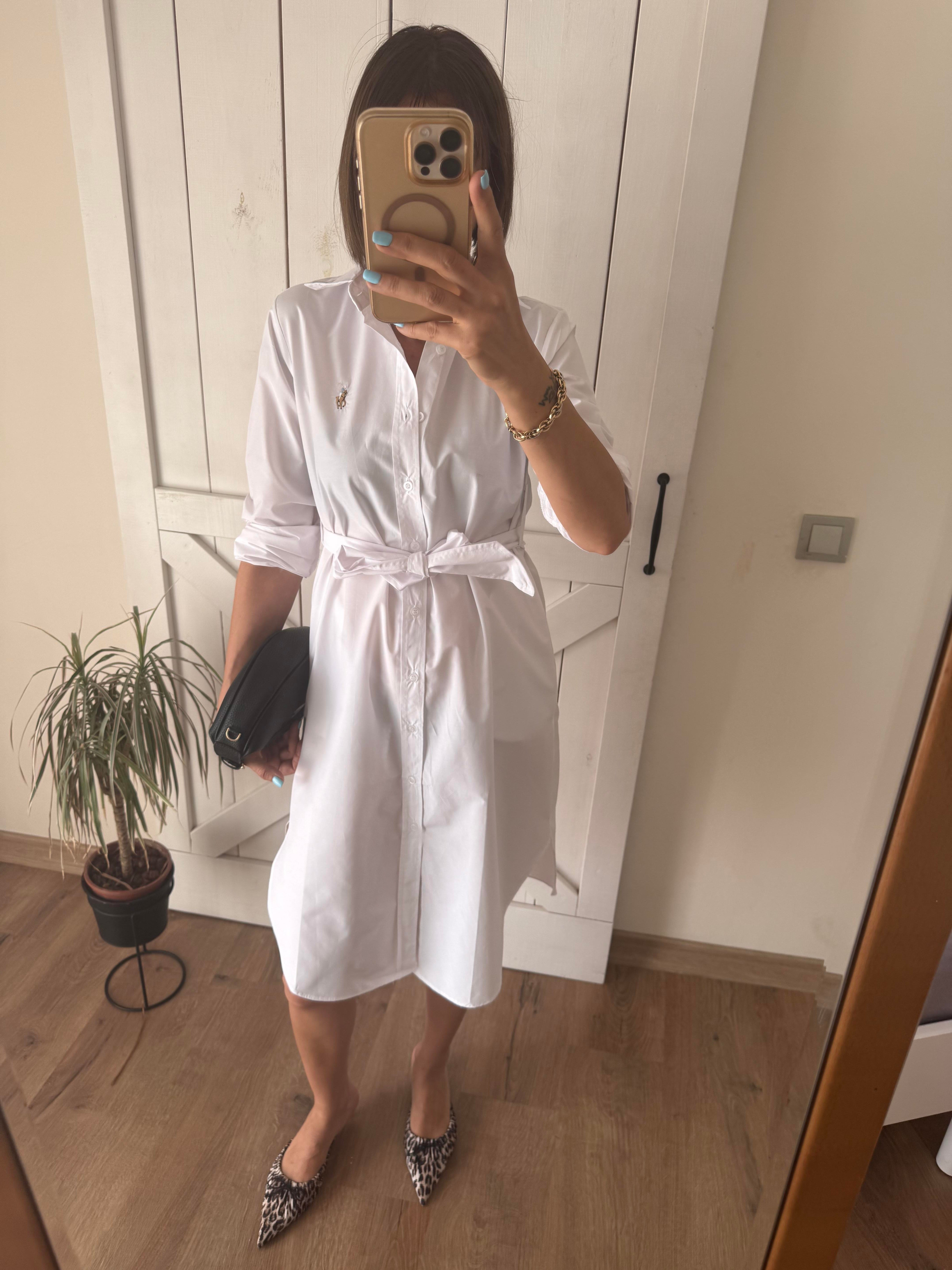 Premium Beyaz Poplin Uzun Kollu Gömlek Elbise