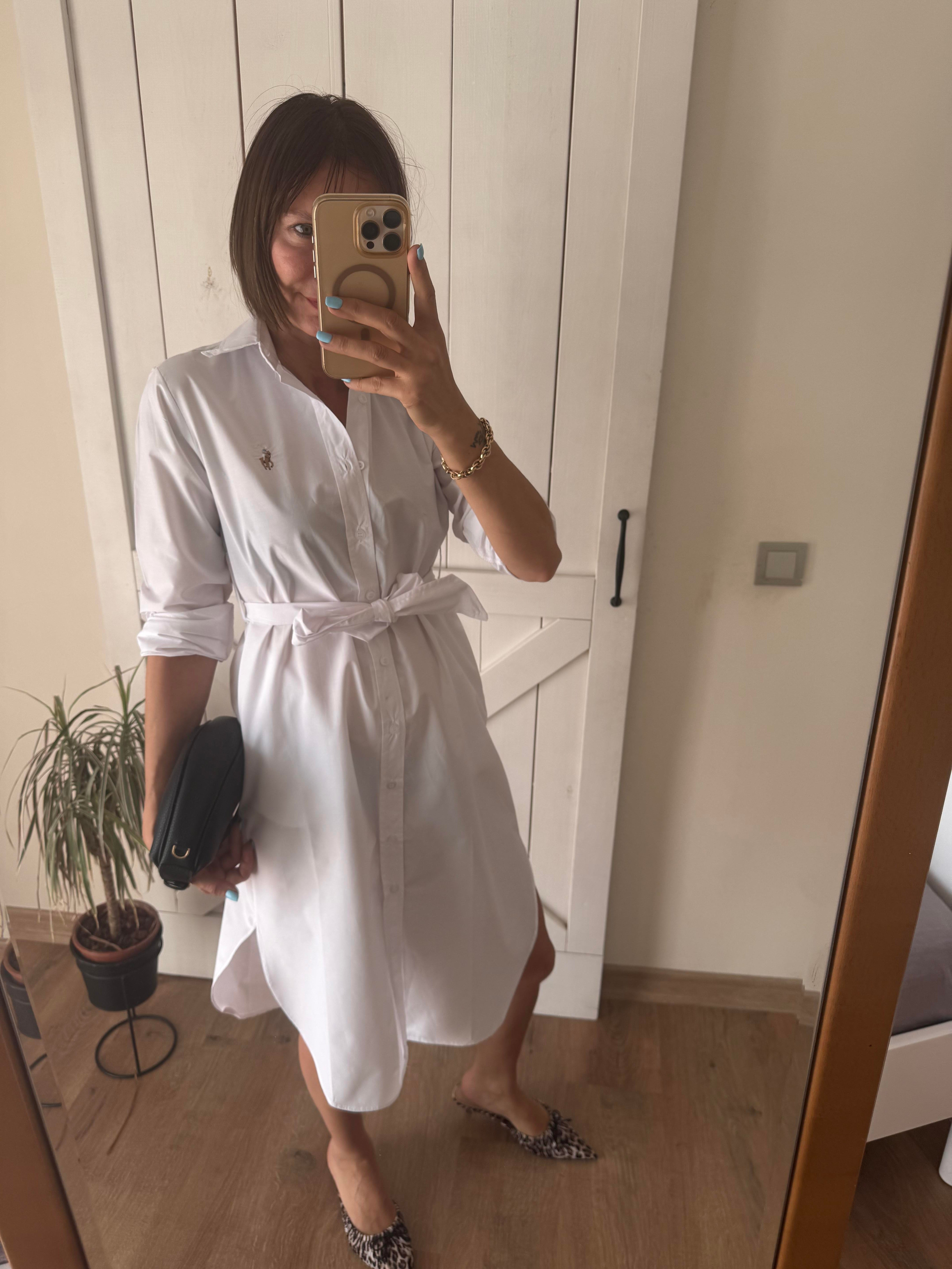 Premium Beyaz Poplin Uzun Kollu Gömlek Elbise