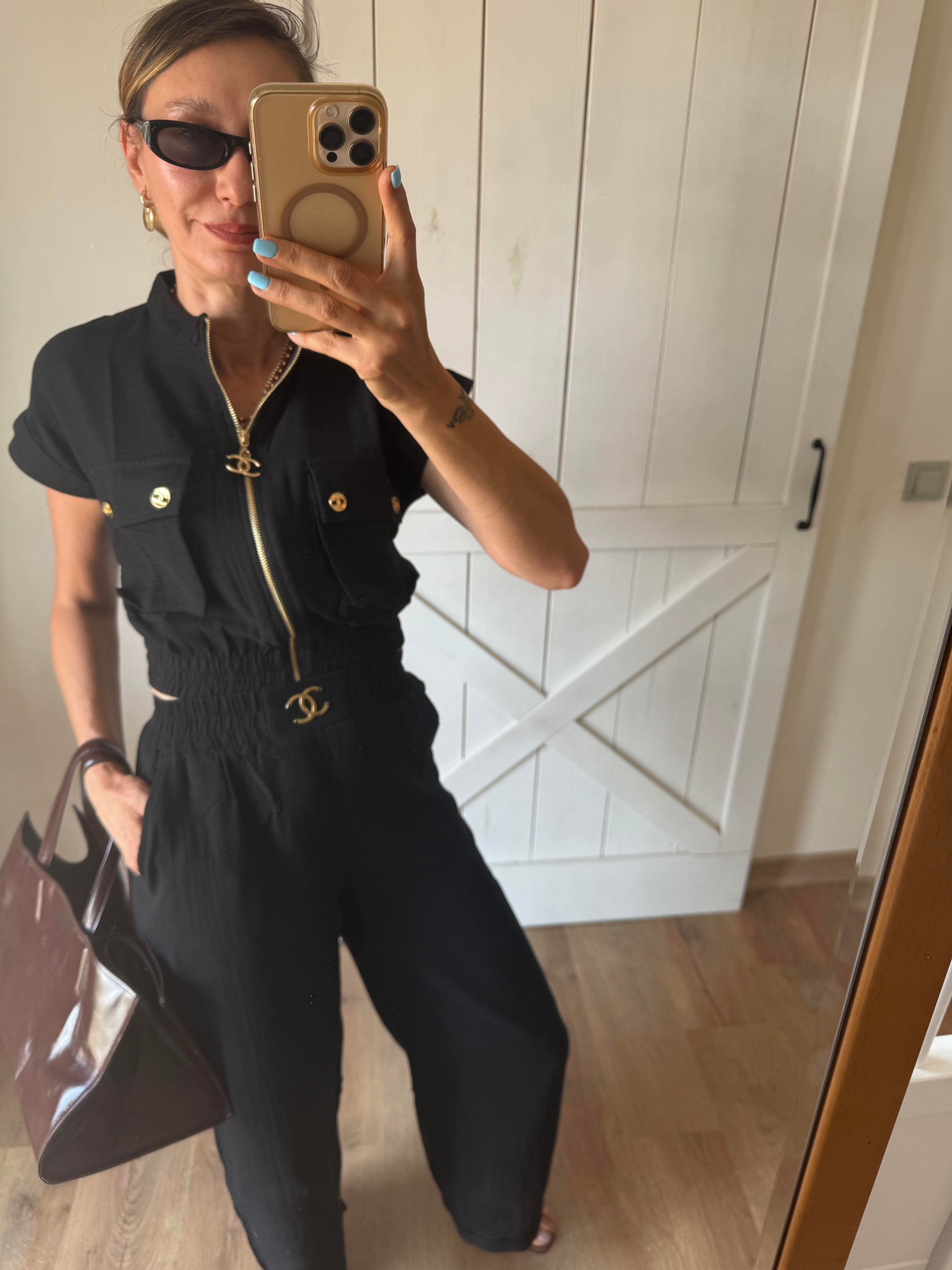 Premium Ch Siyah Pantolon Bluz Takım