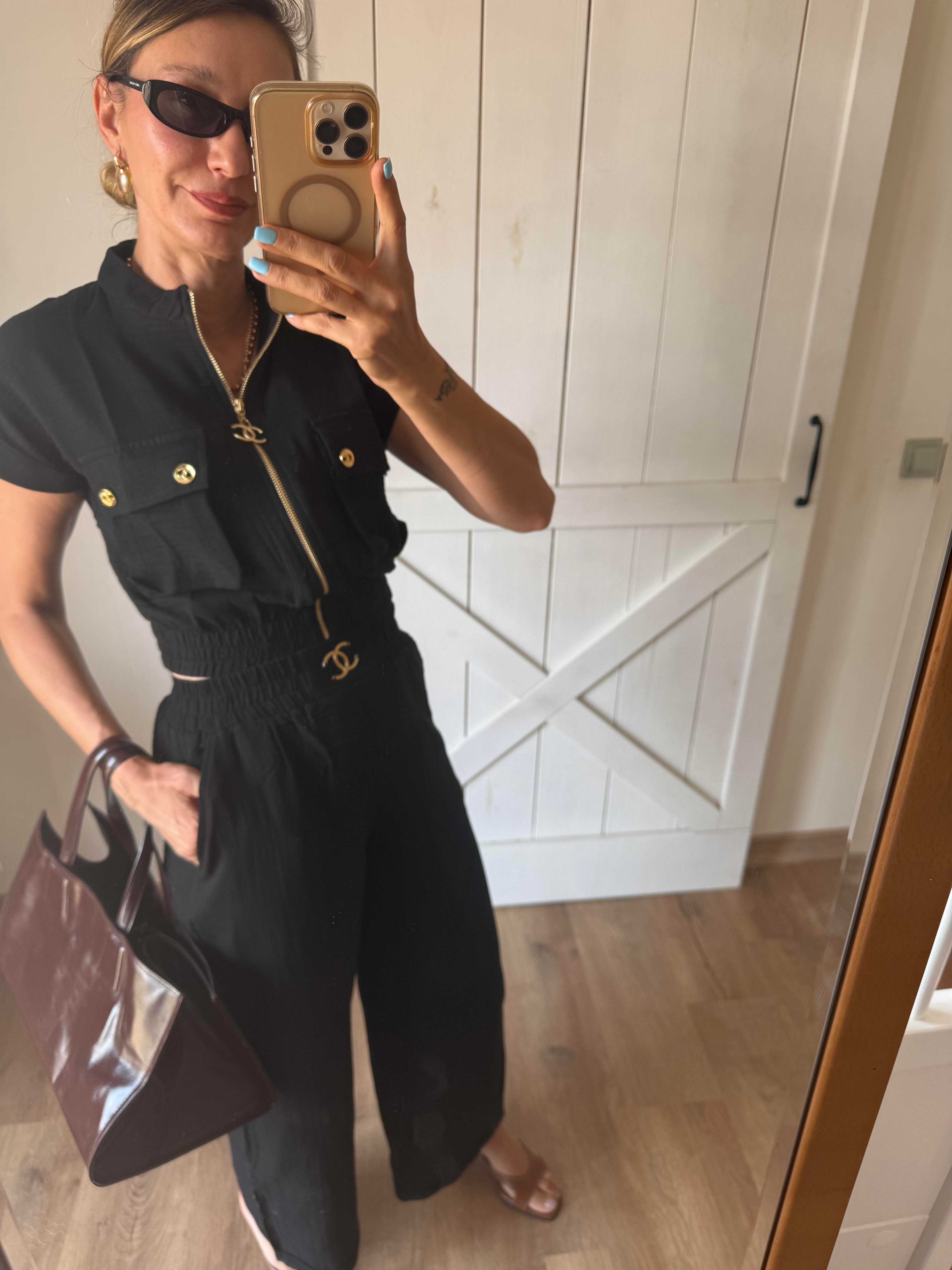 Premium Ch Siyah Pantolon Bluz Takım