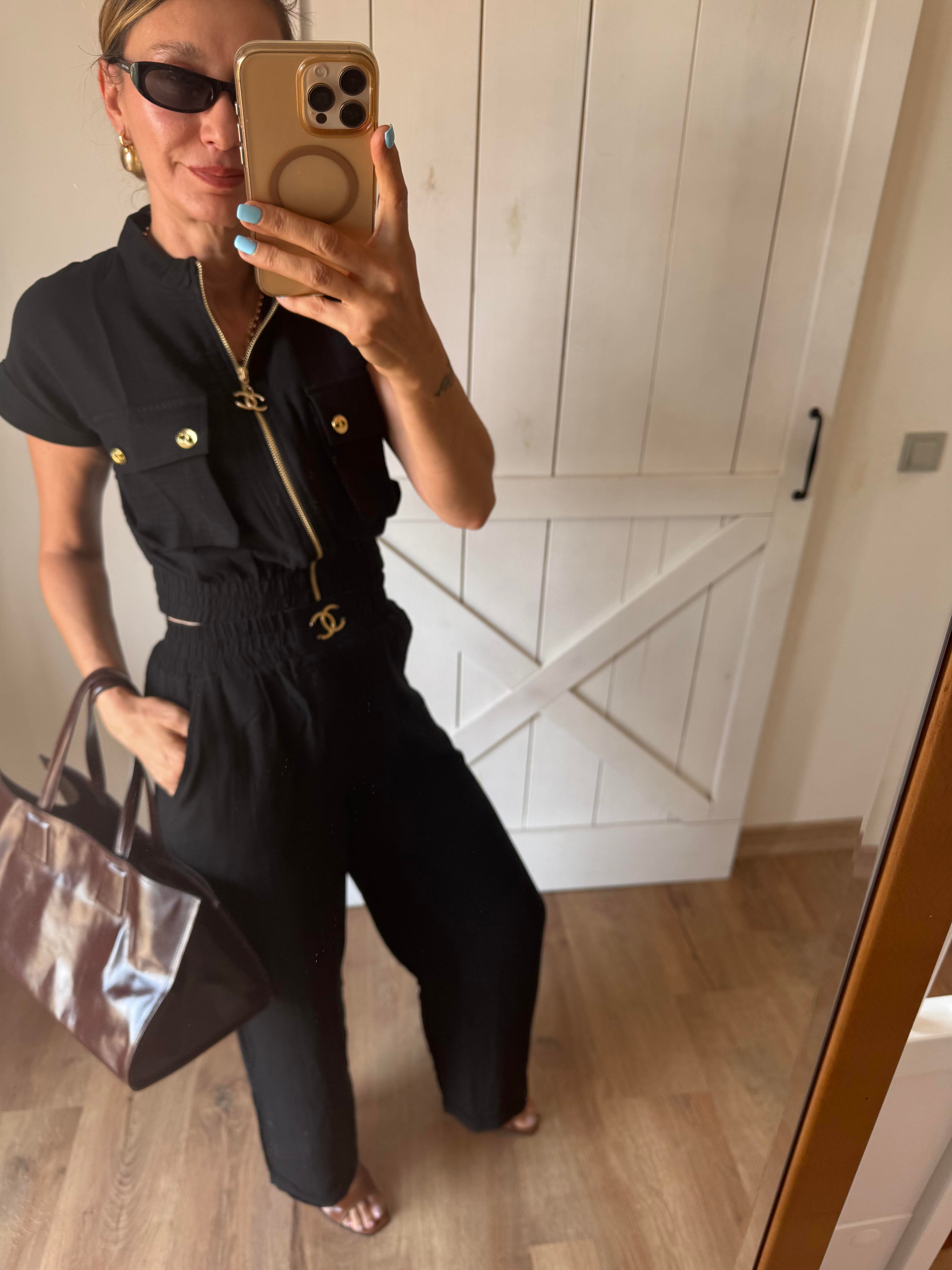 Premium Ch Siyah Pantolon Bluz Takım