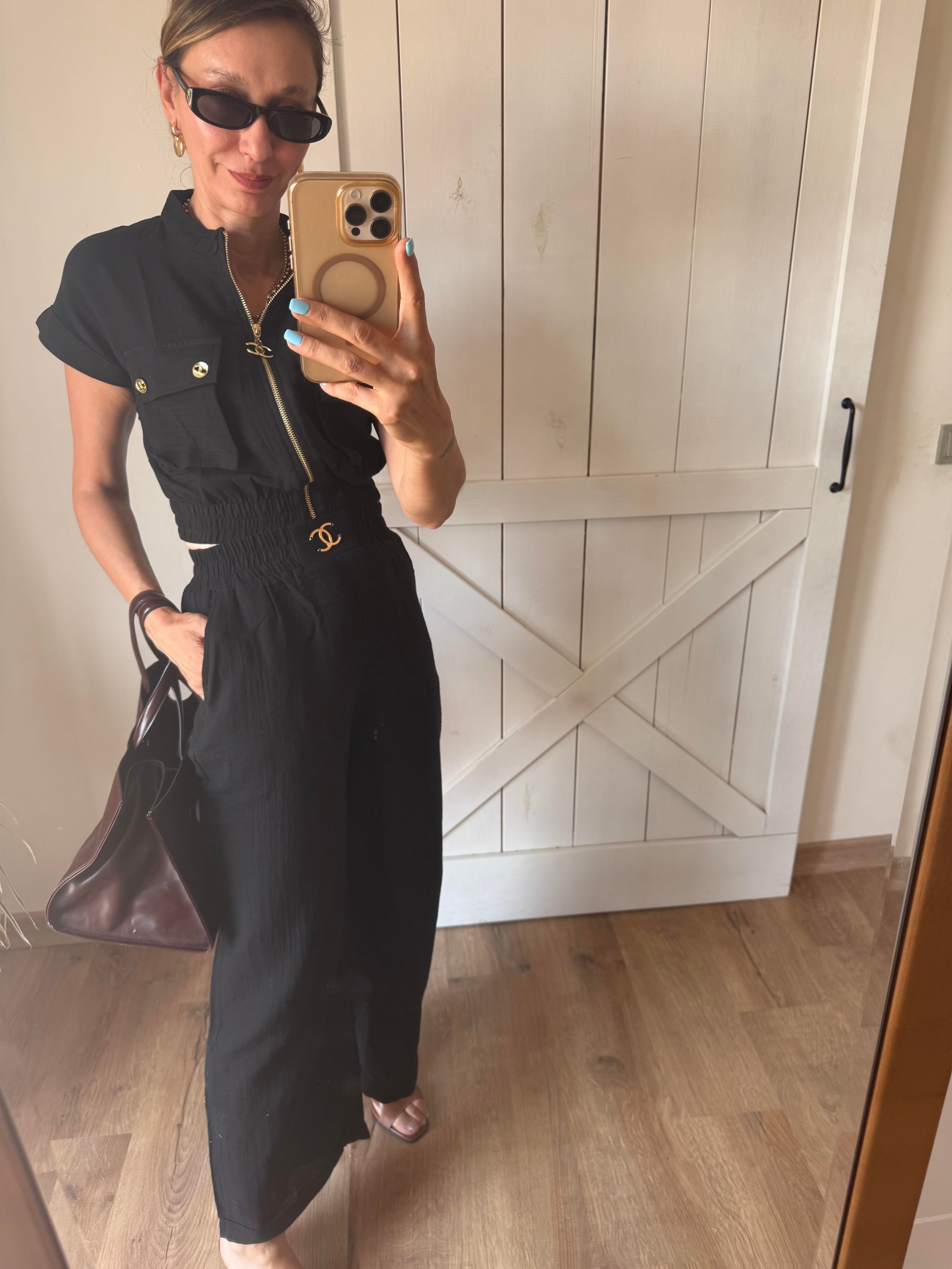 Premium Ch Siyah Pantolon Bluz Takım