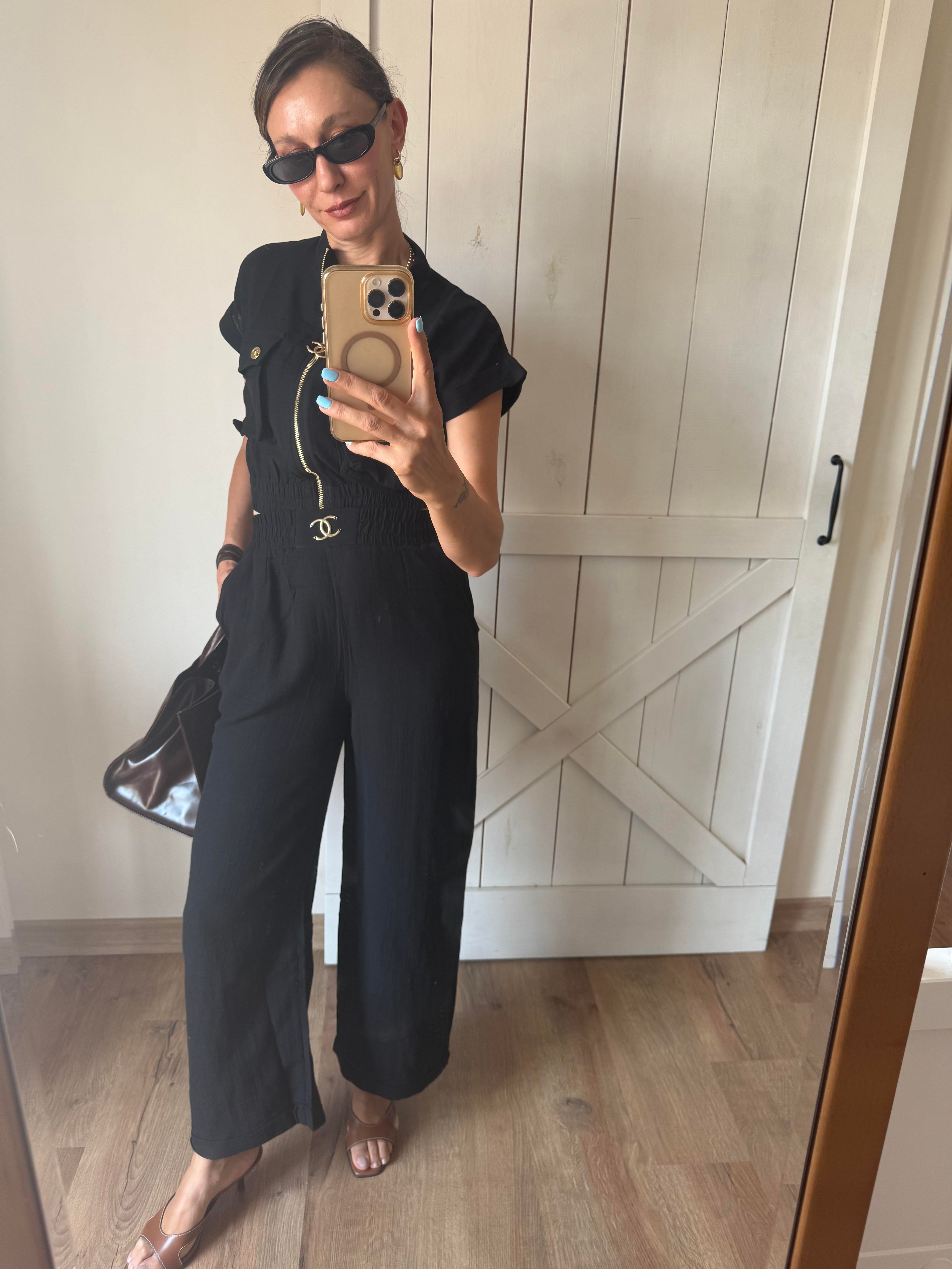 Premium Ch Siyah Pantolon Bluz Takım