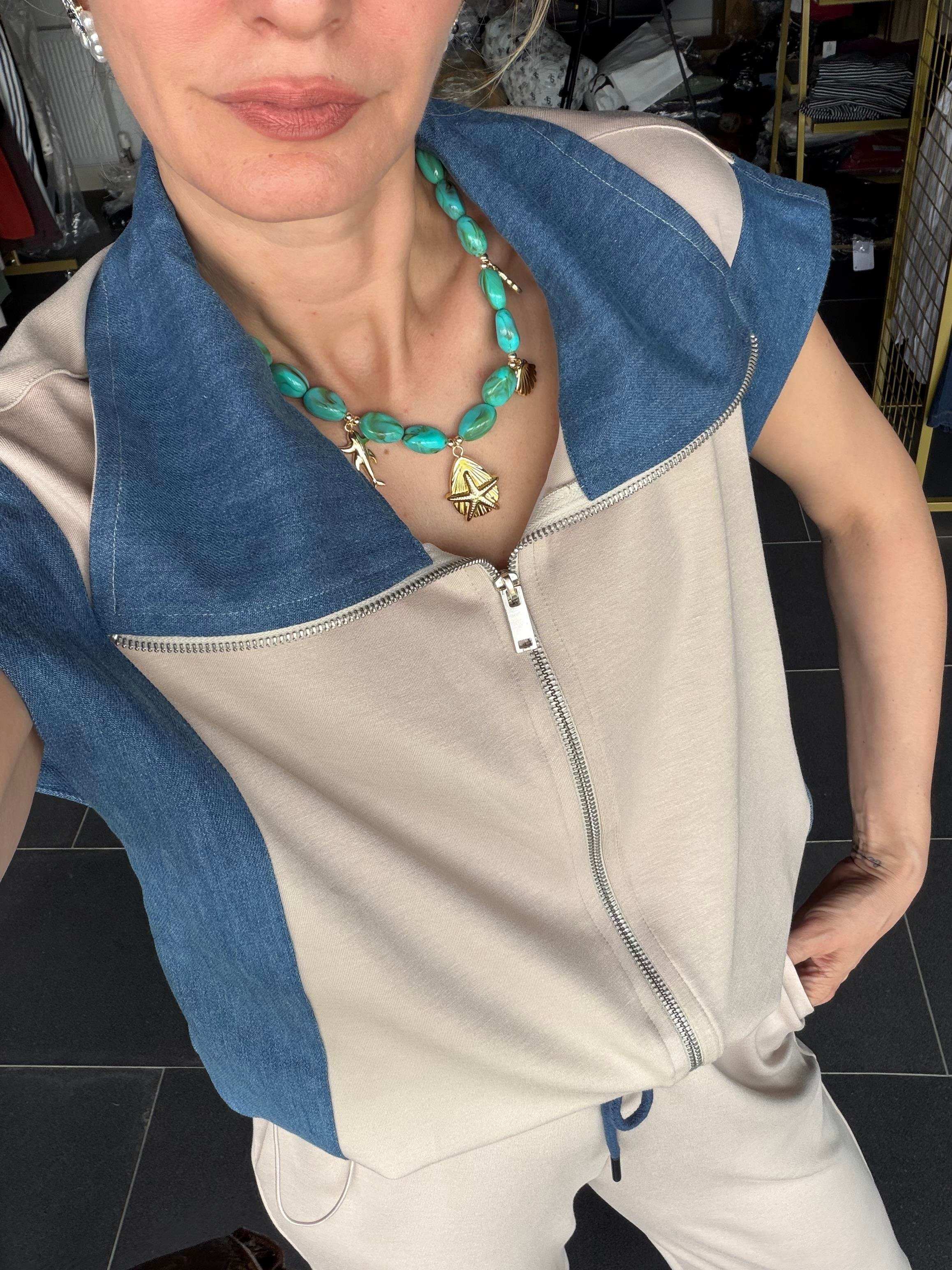 Premium Ekru Marka Model Denim Garnili Takım