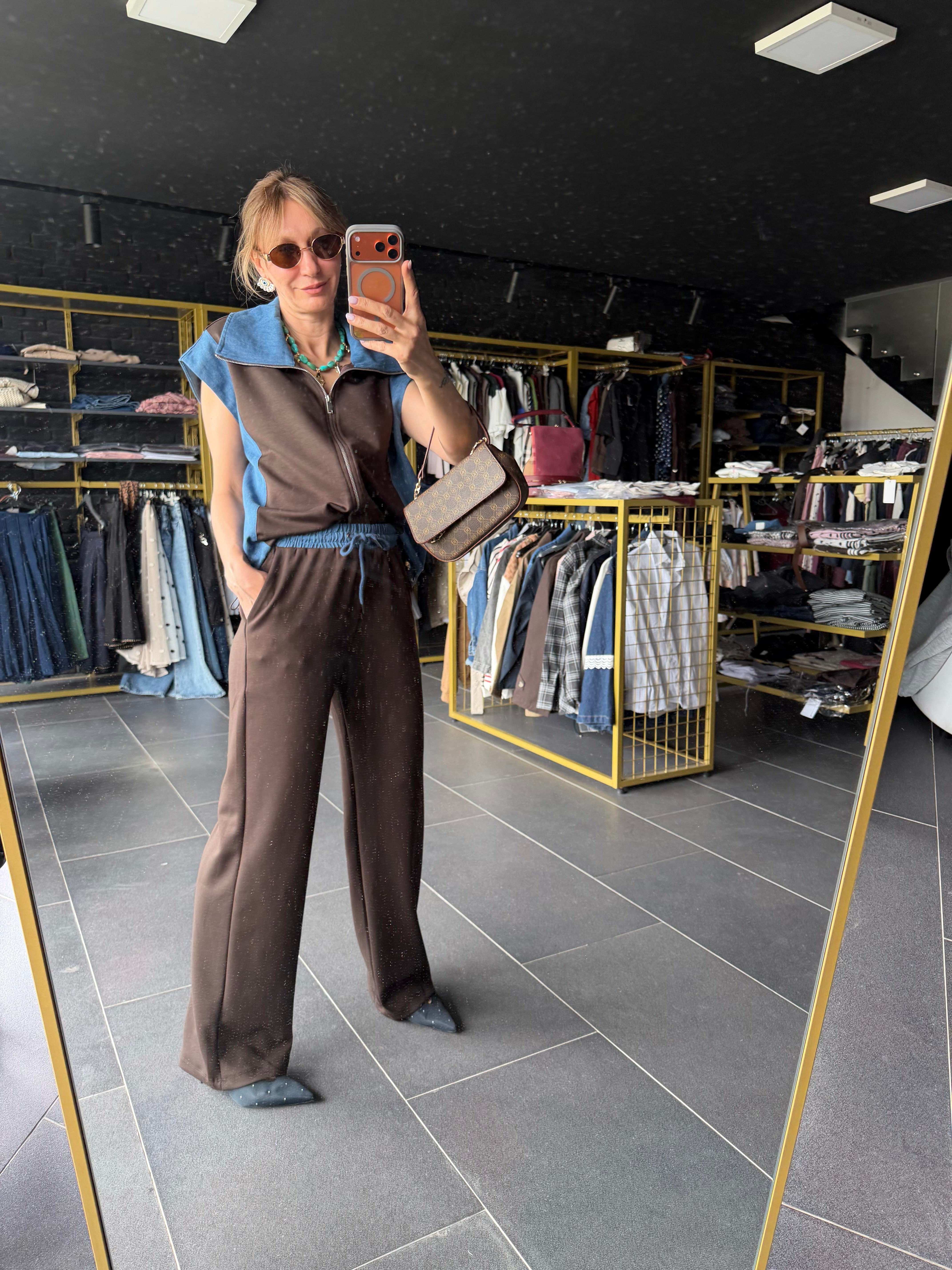 Premium Kahve Marka Model Denim Garnili Takım