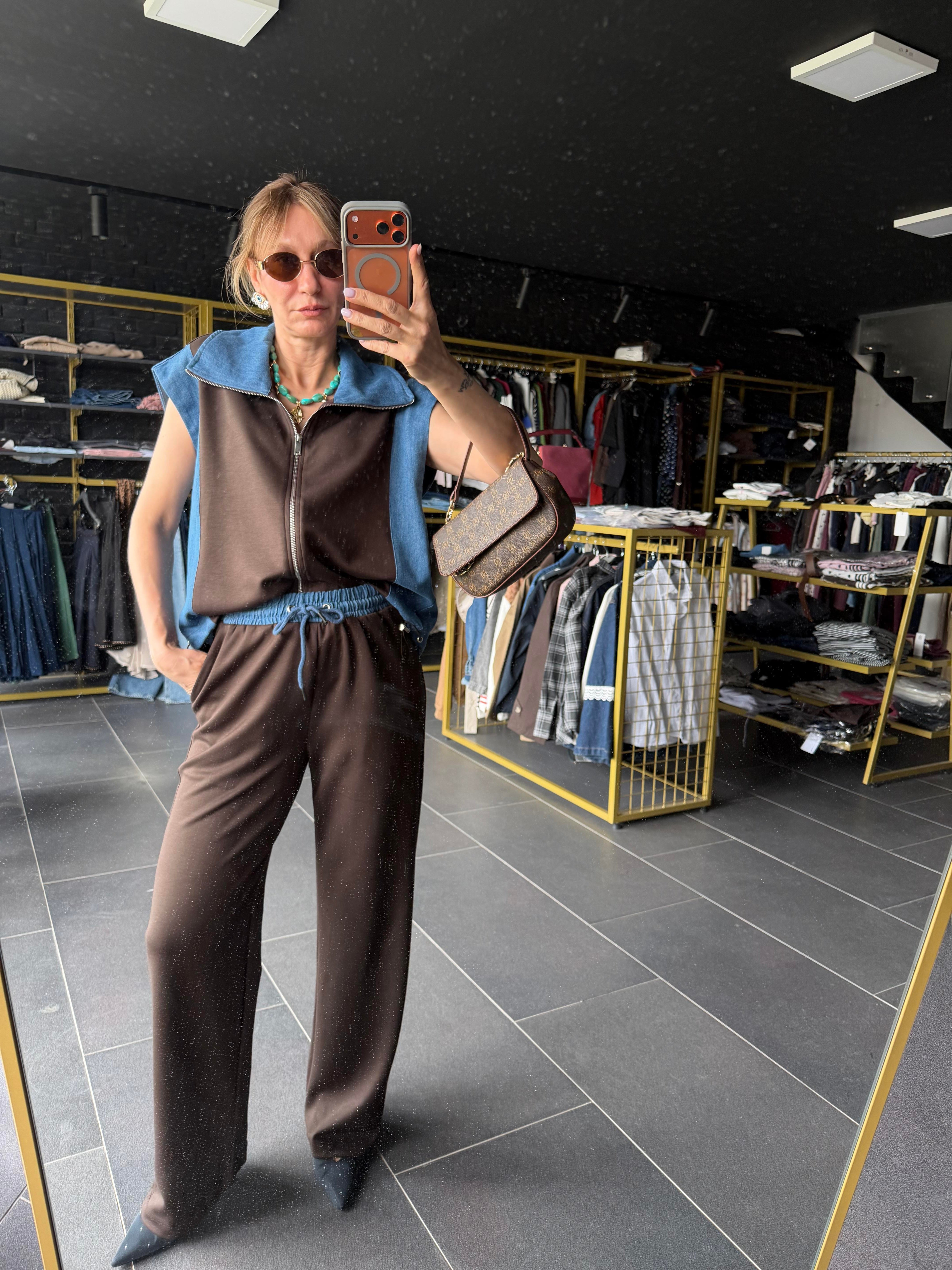 Premium Kahve Marka Model Denim Garnili Takım