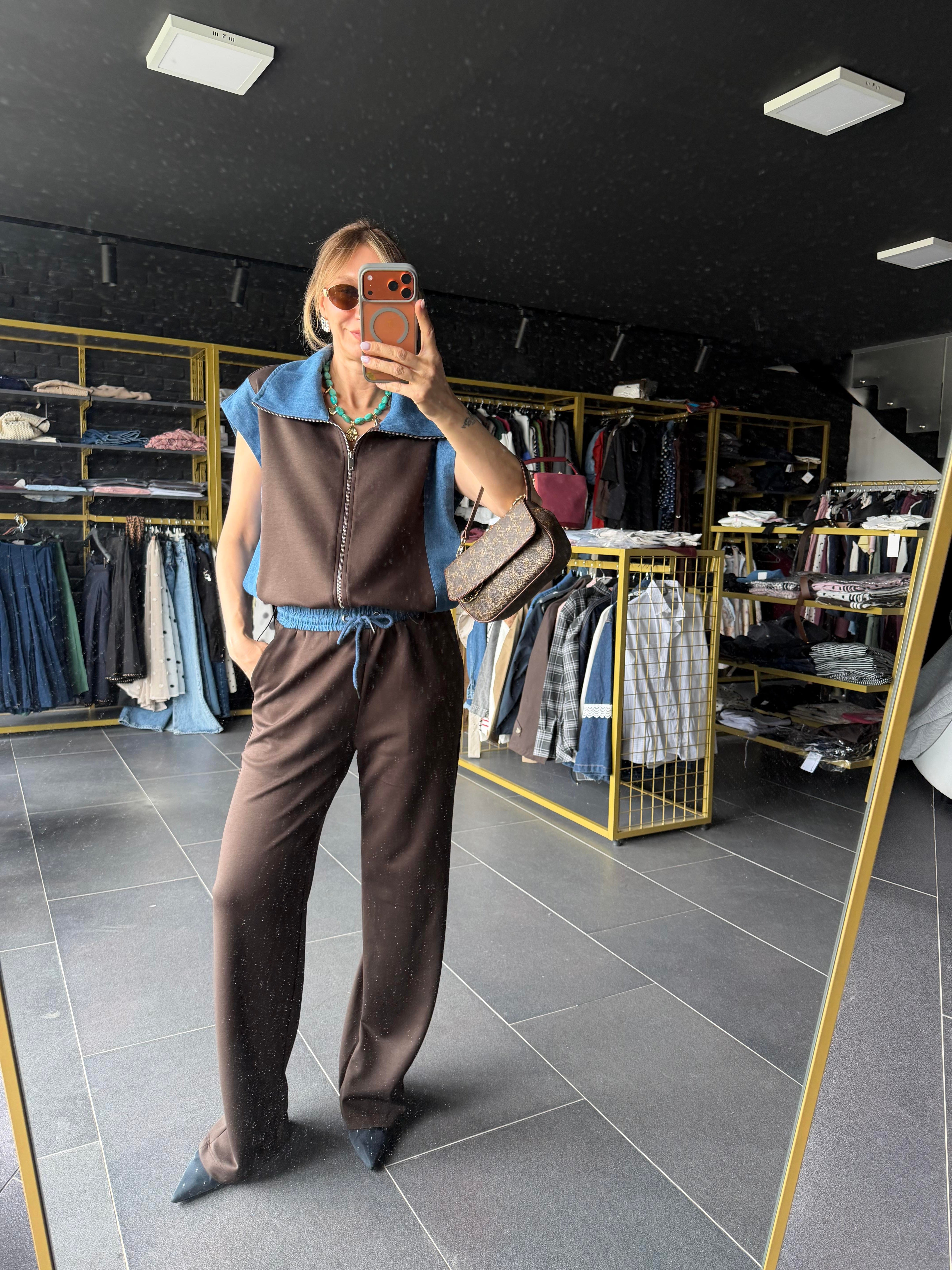 Premium Kahve Marka Model Denim Garnili Takım