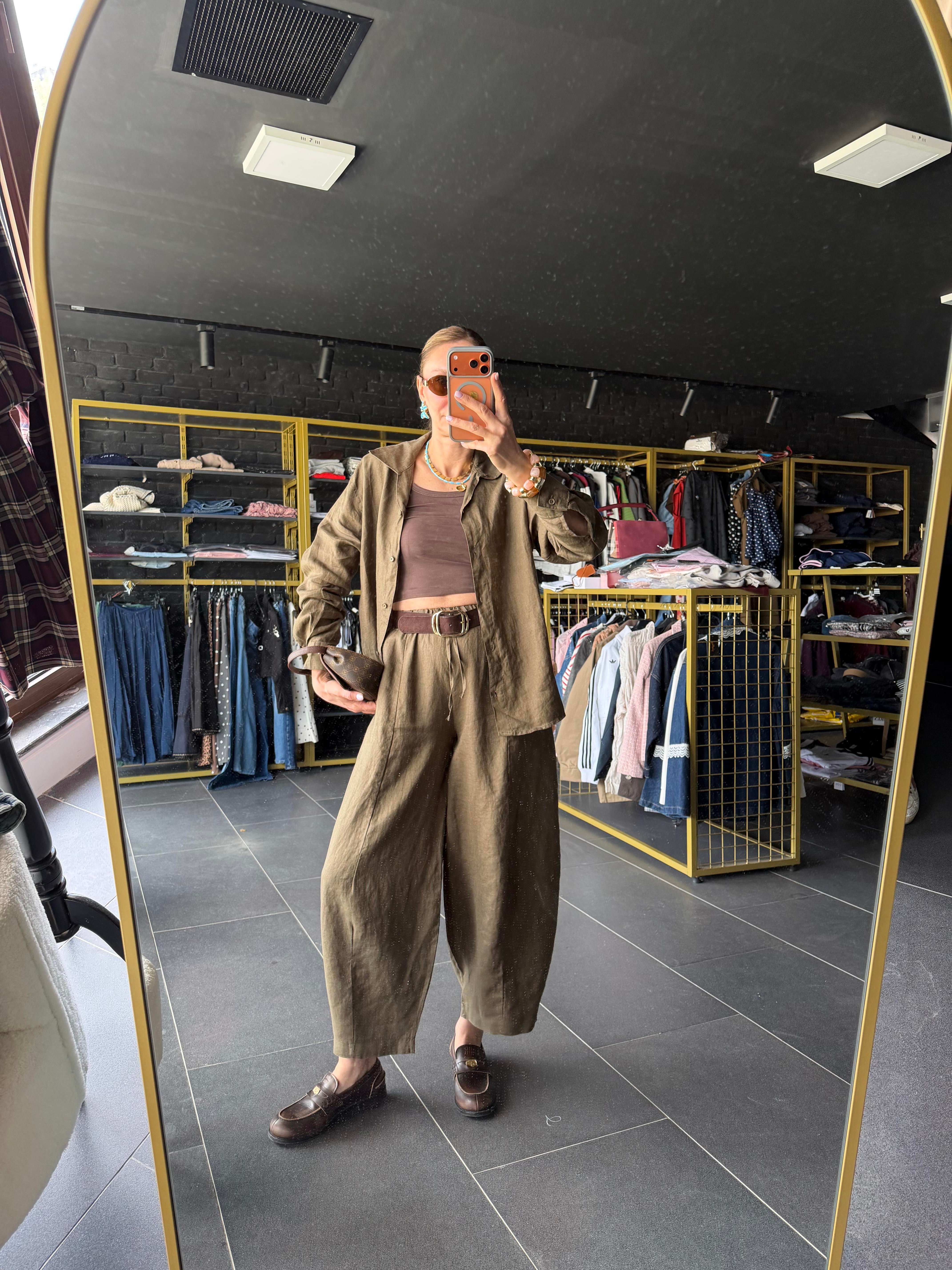 Premium Keten Çağla Frankly Model Pantolon