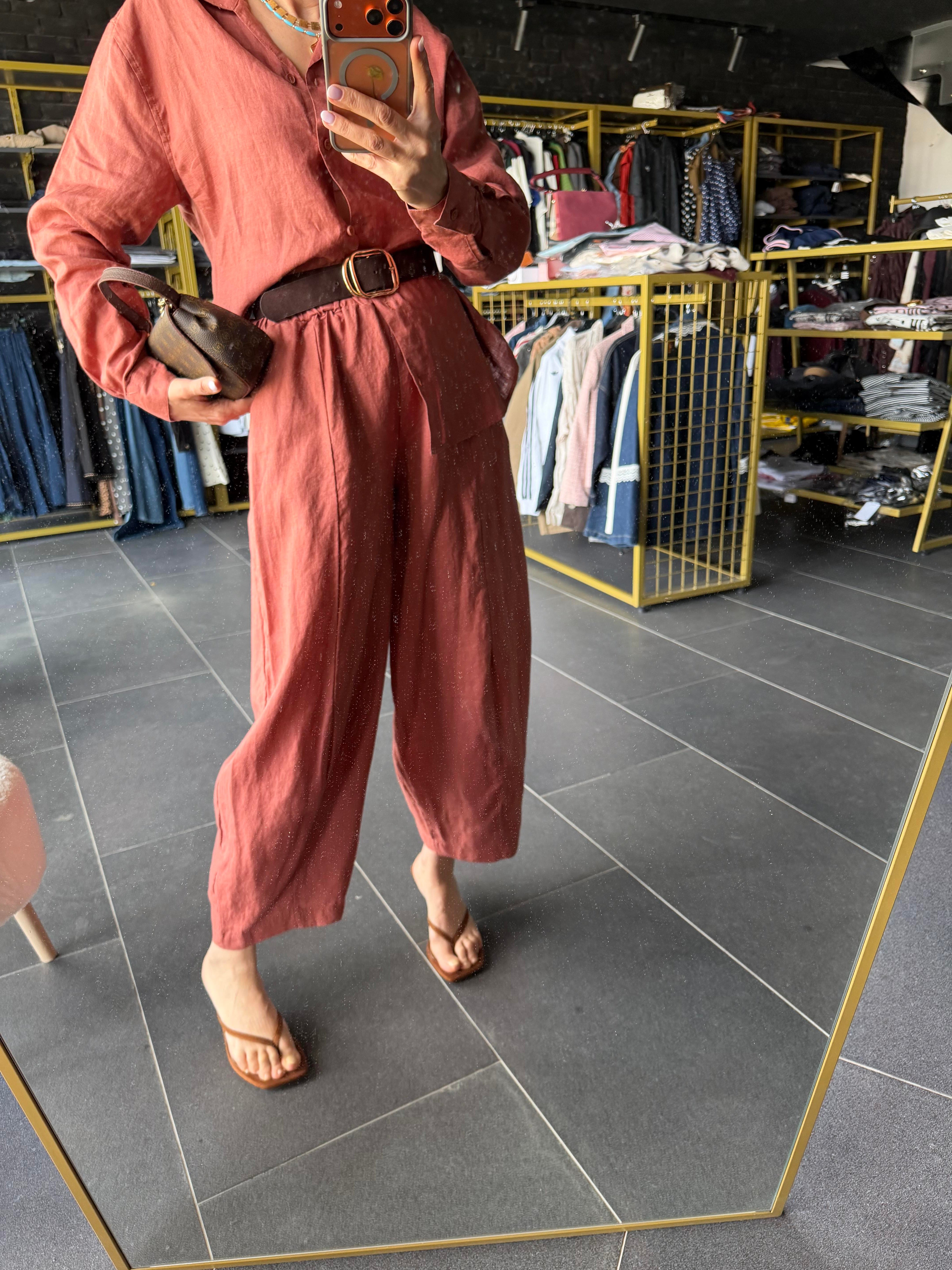 Premium Keten Kiremit Frankly Model Pantolon