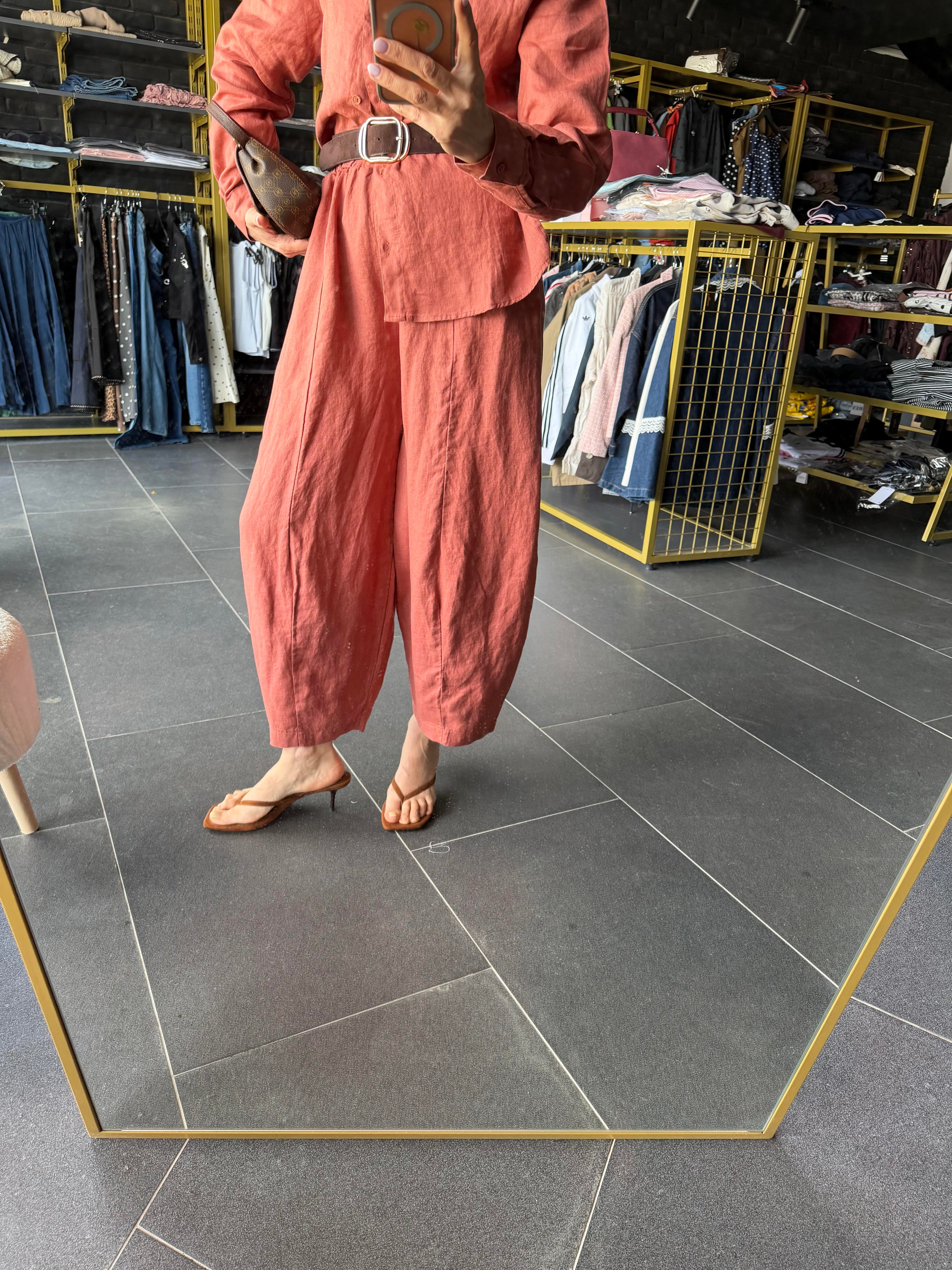 Premium Keten Kiremit Frankly Model Pantolon