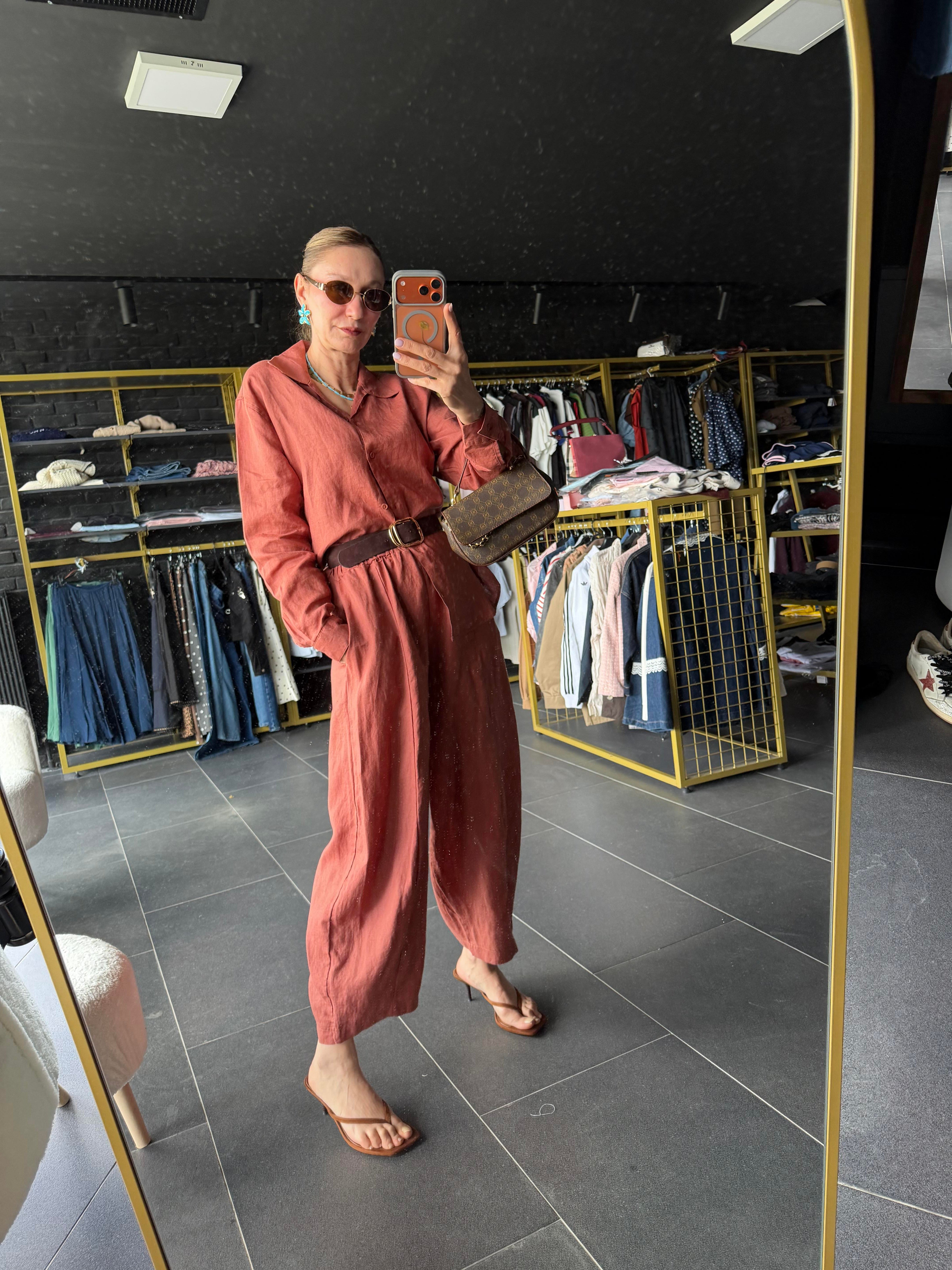 Premium Keten Kiremit Frankly Model Pantolon