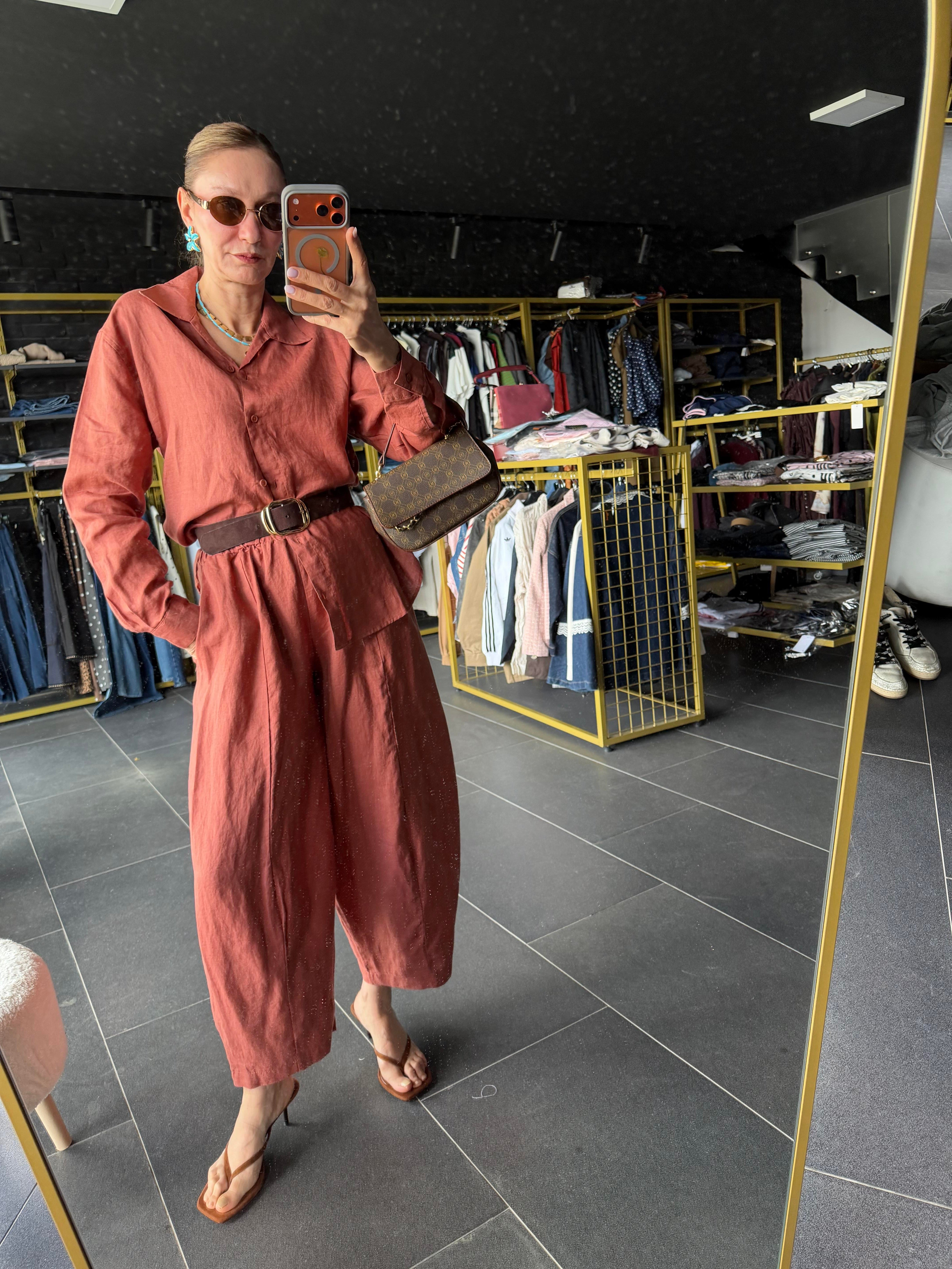 Premium Keten Kiremit Frankly Model Pantolon
