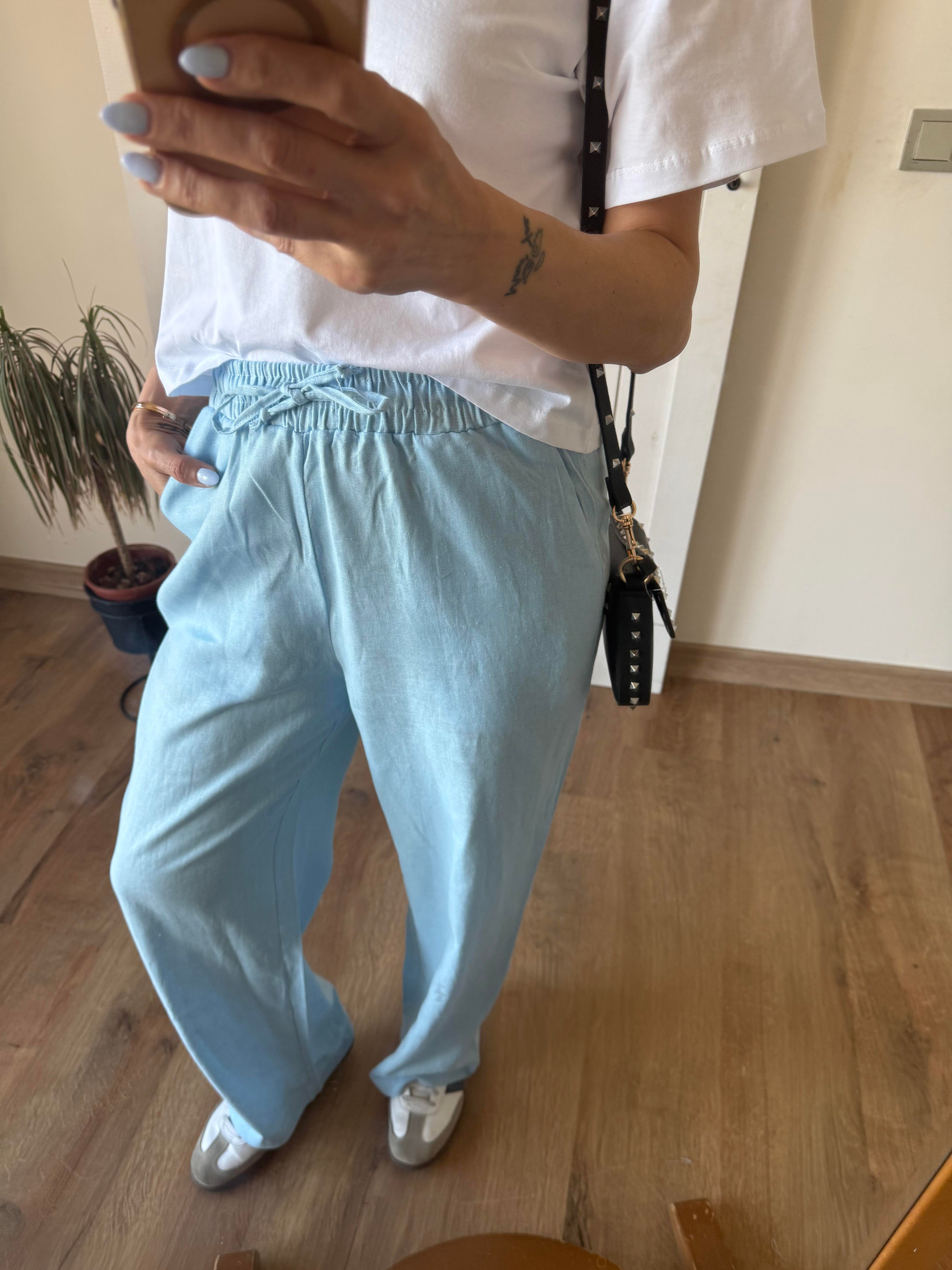Premium Keten Mavi Pantolon