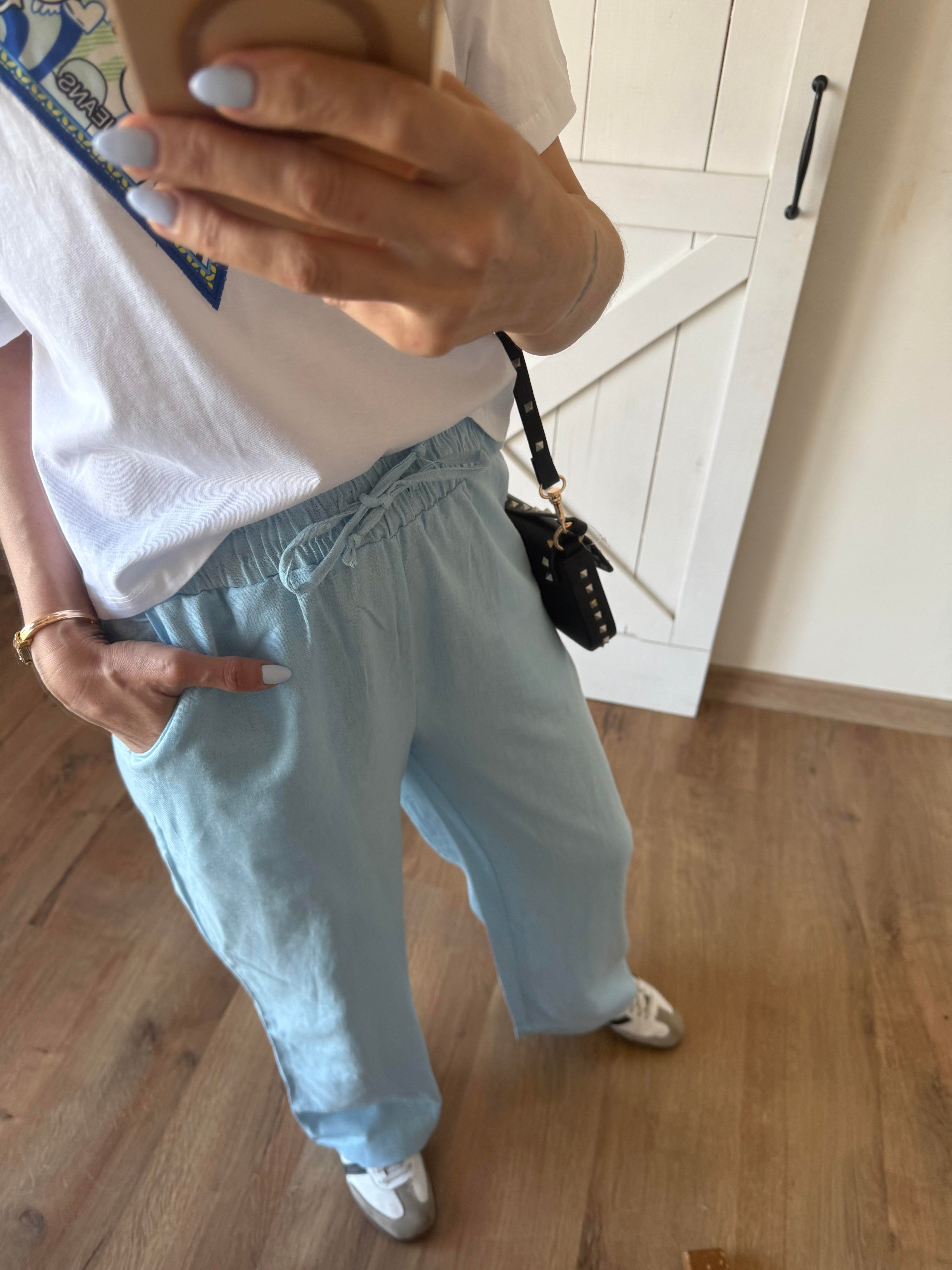 Premium Keten Mavi Pantolon