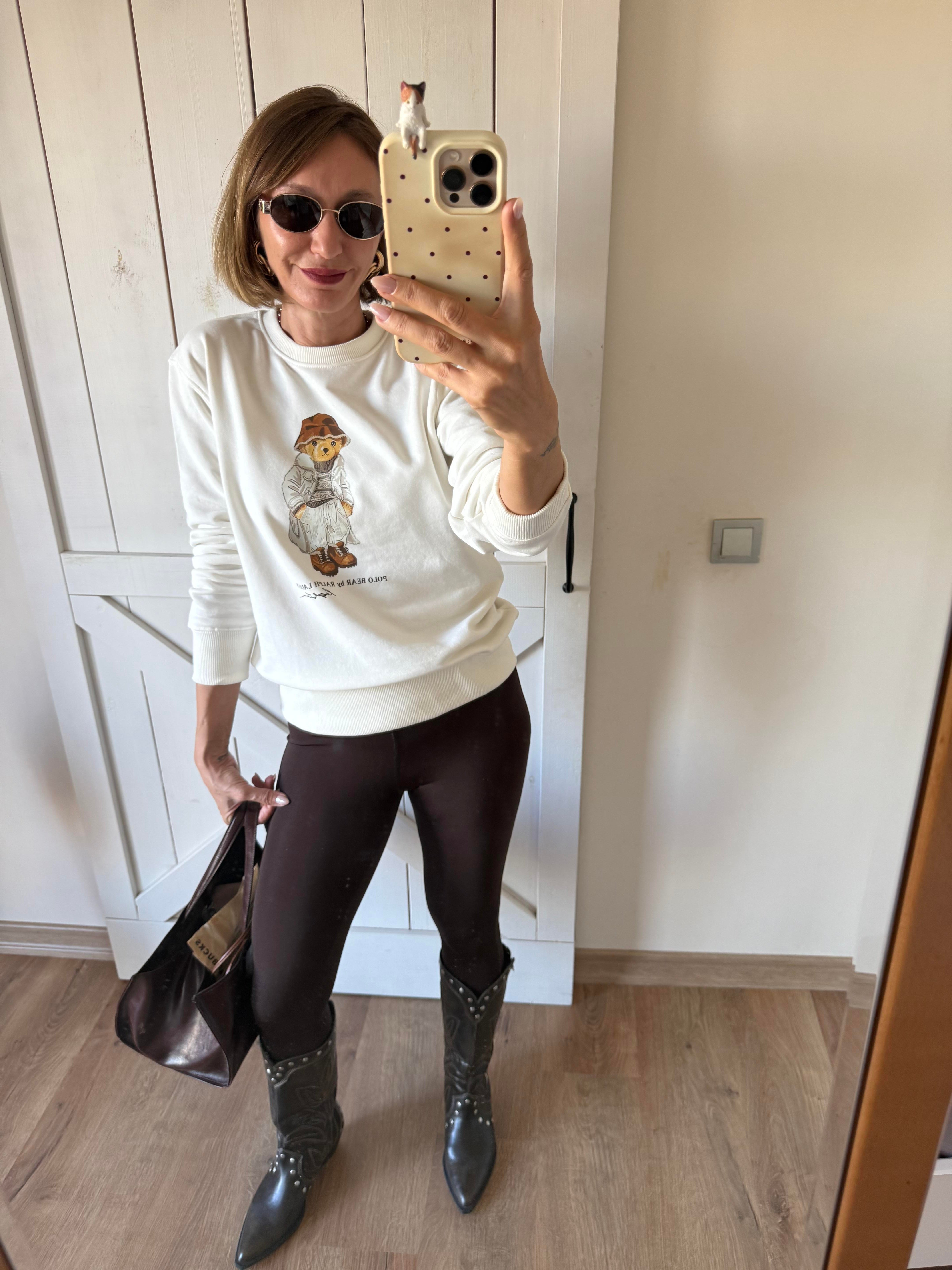 Premium Kırık Beyaz Ayıcıklı Sweat