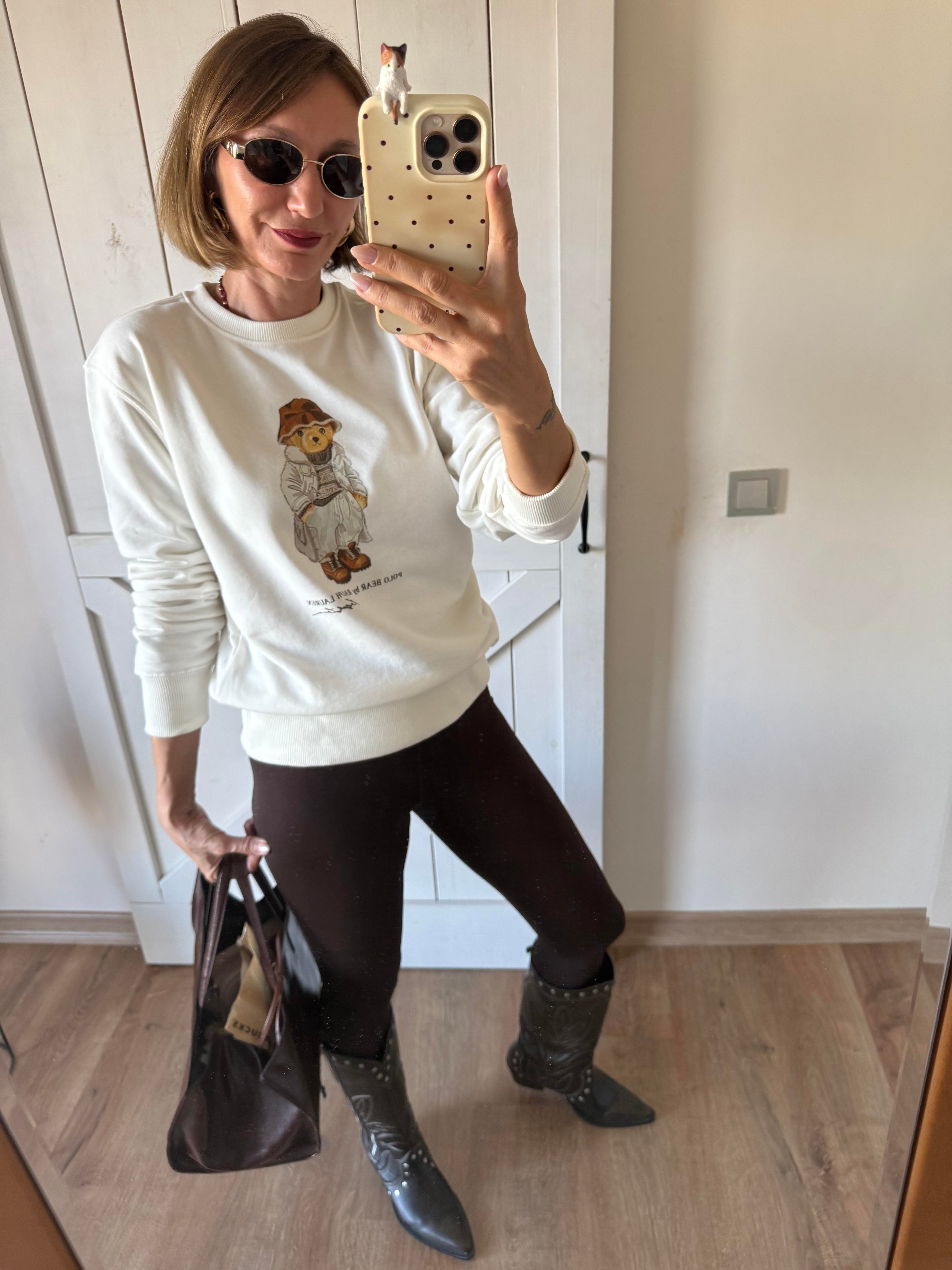 Premium Kırık Beyaz Ayıcıklı Sweat