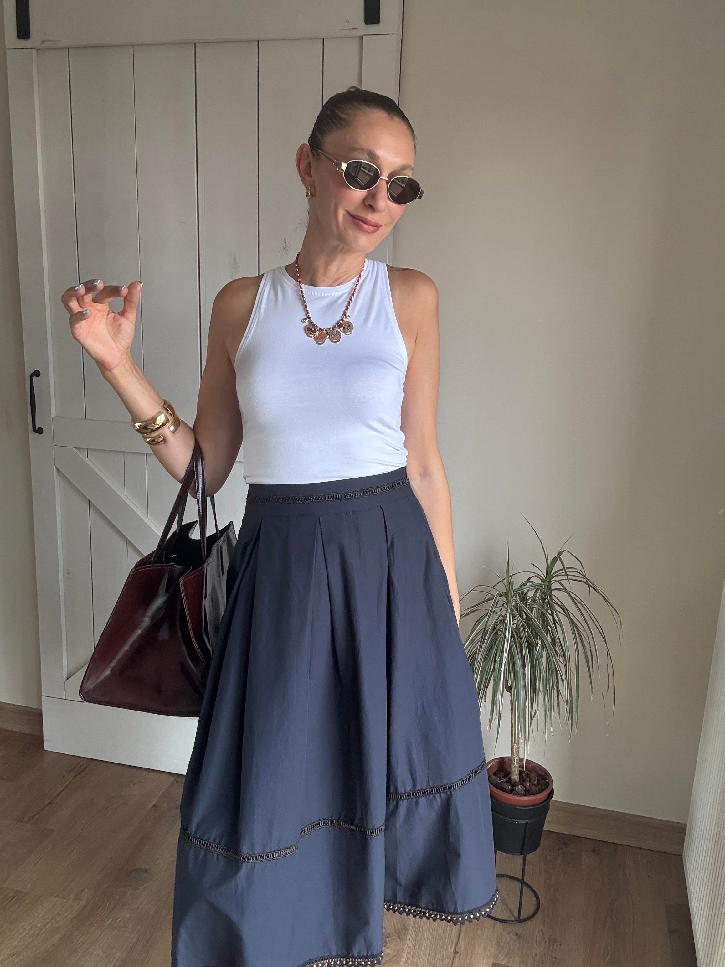 Premium Kontrast Şeritli Etek