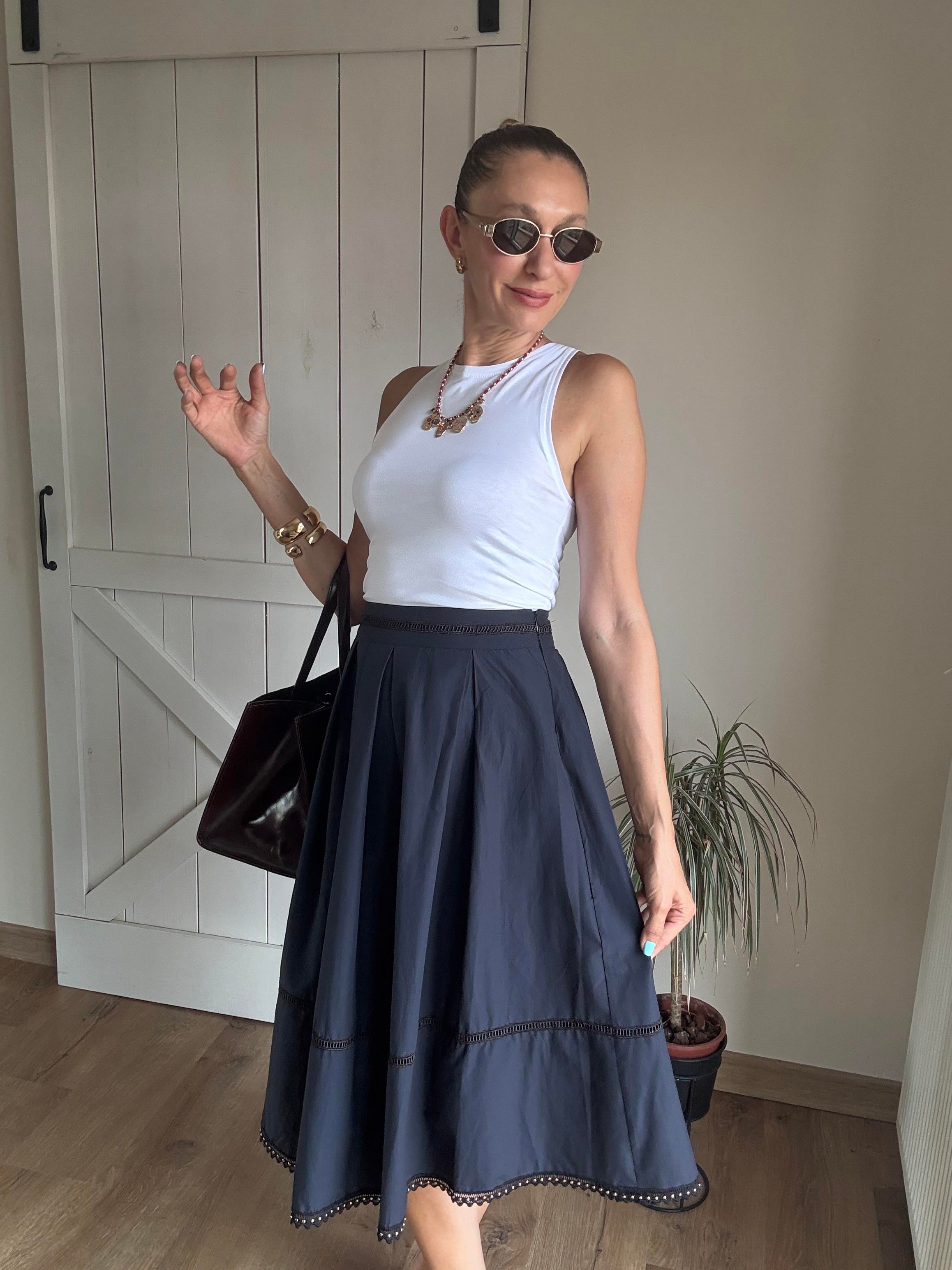 Premium Kontrast Şeritli Etek