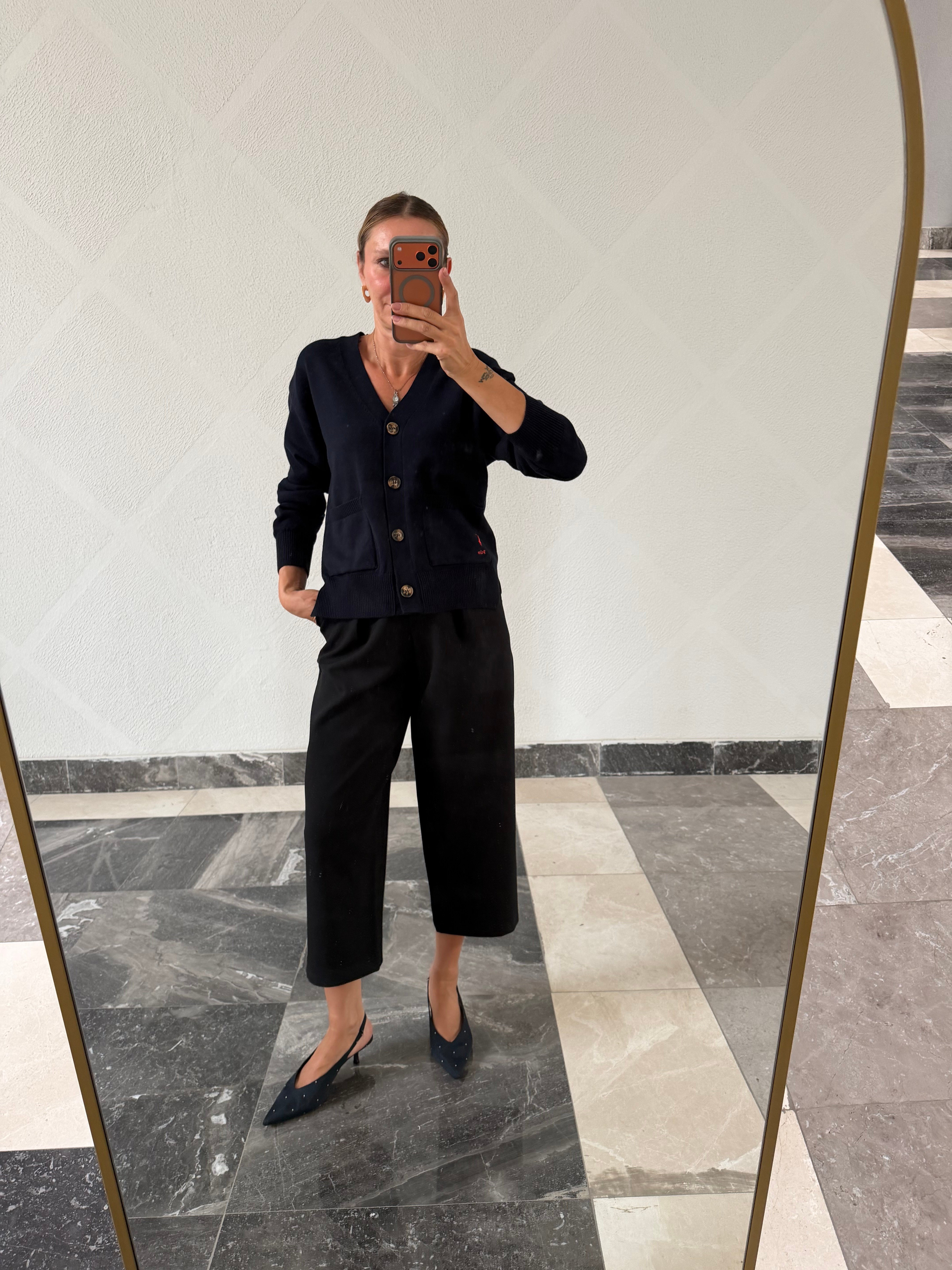 Premium Lacivert Cepli Hırka