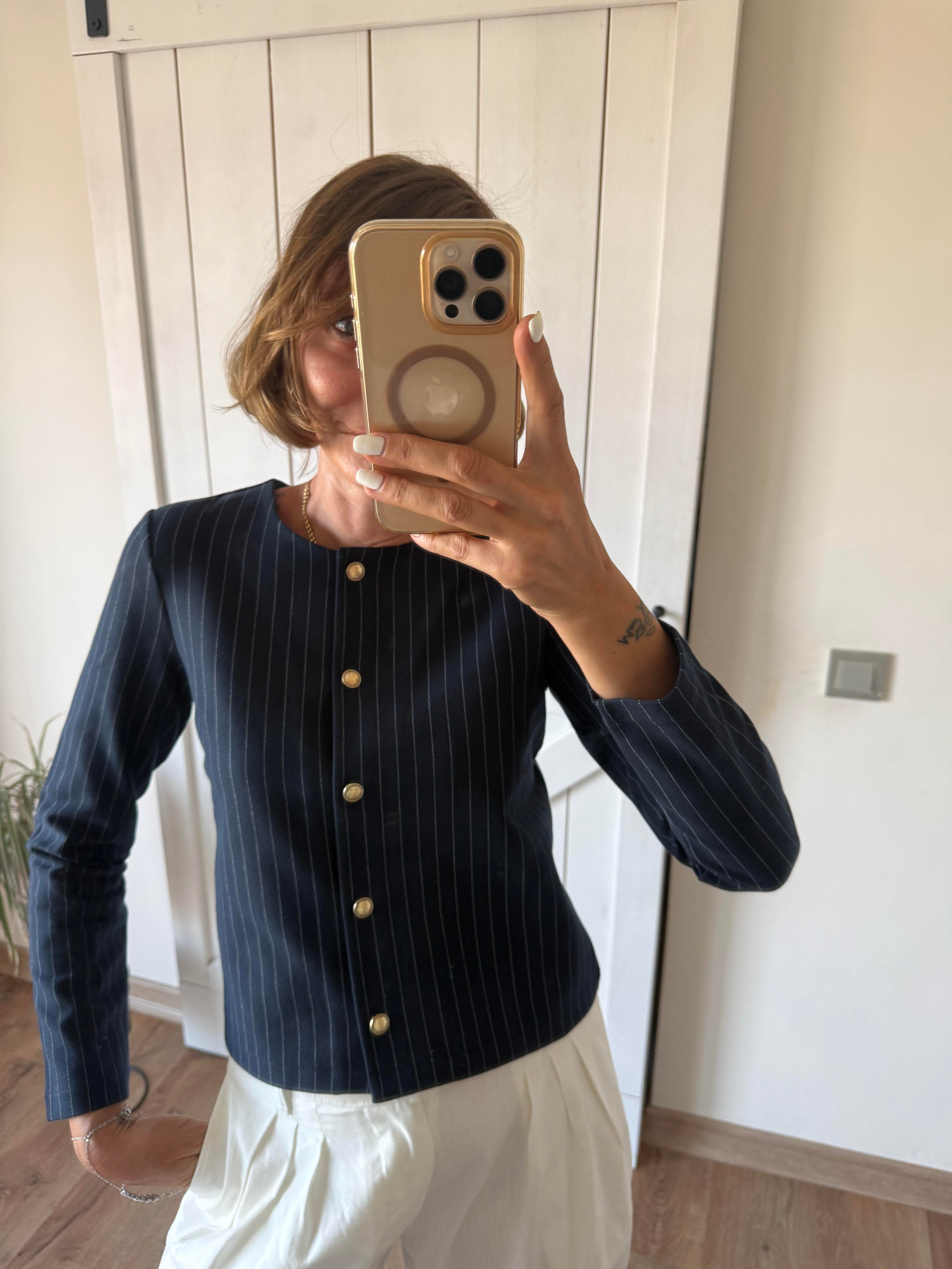 Premium Lacivert Gold Düğmeli Ceket