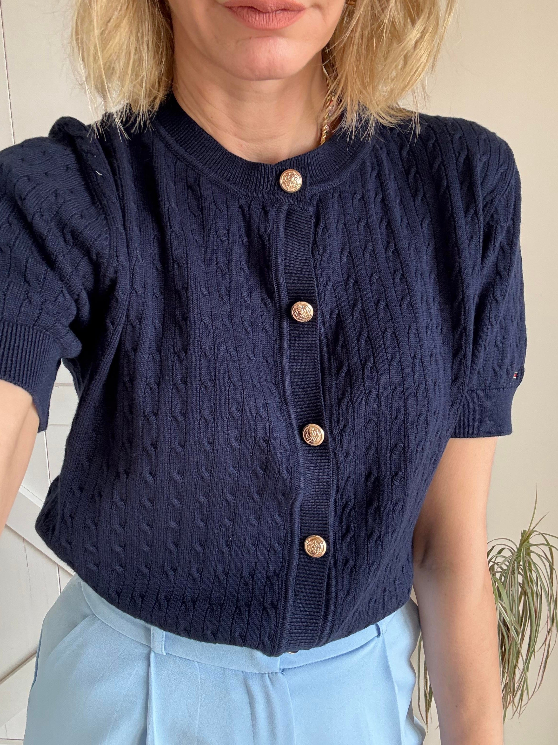 Premium Lacivert Gold Düğmeli Hırka