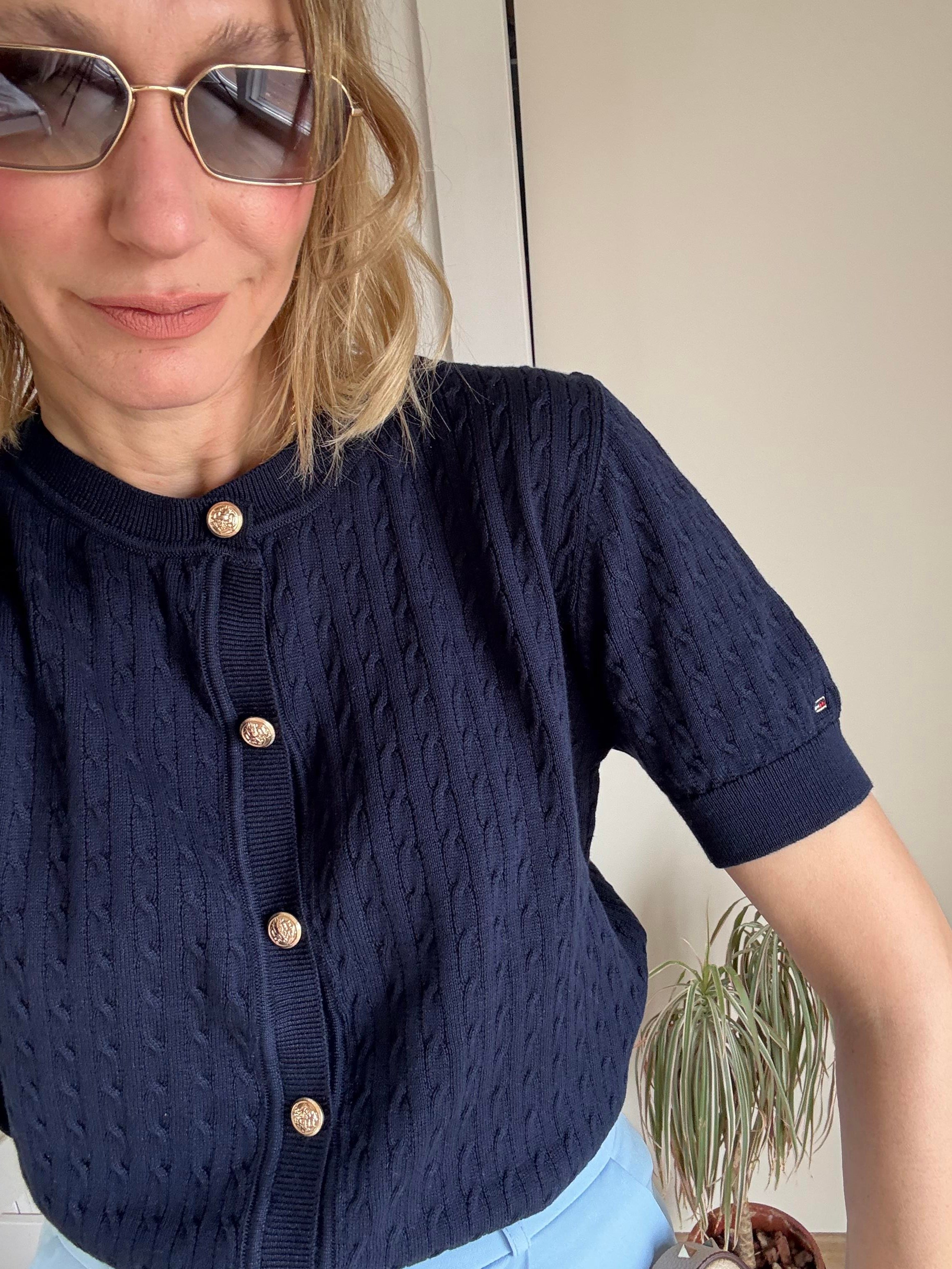 Premium Lacivert Gold Düğmeli Hırka