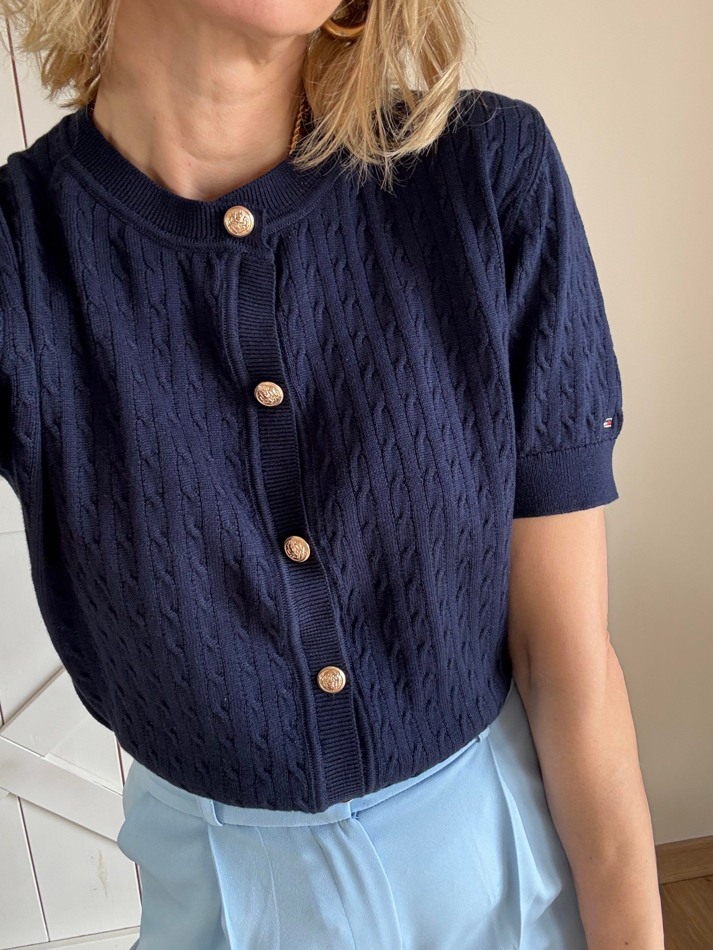 Premium Lacivert Gold Düğmeli Hırka