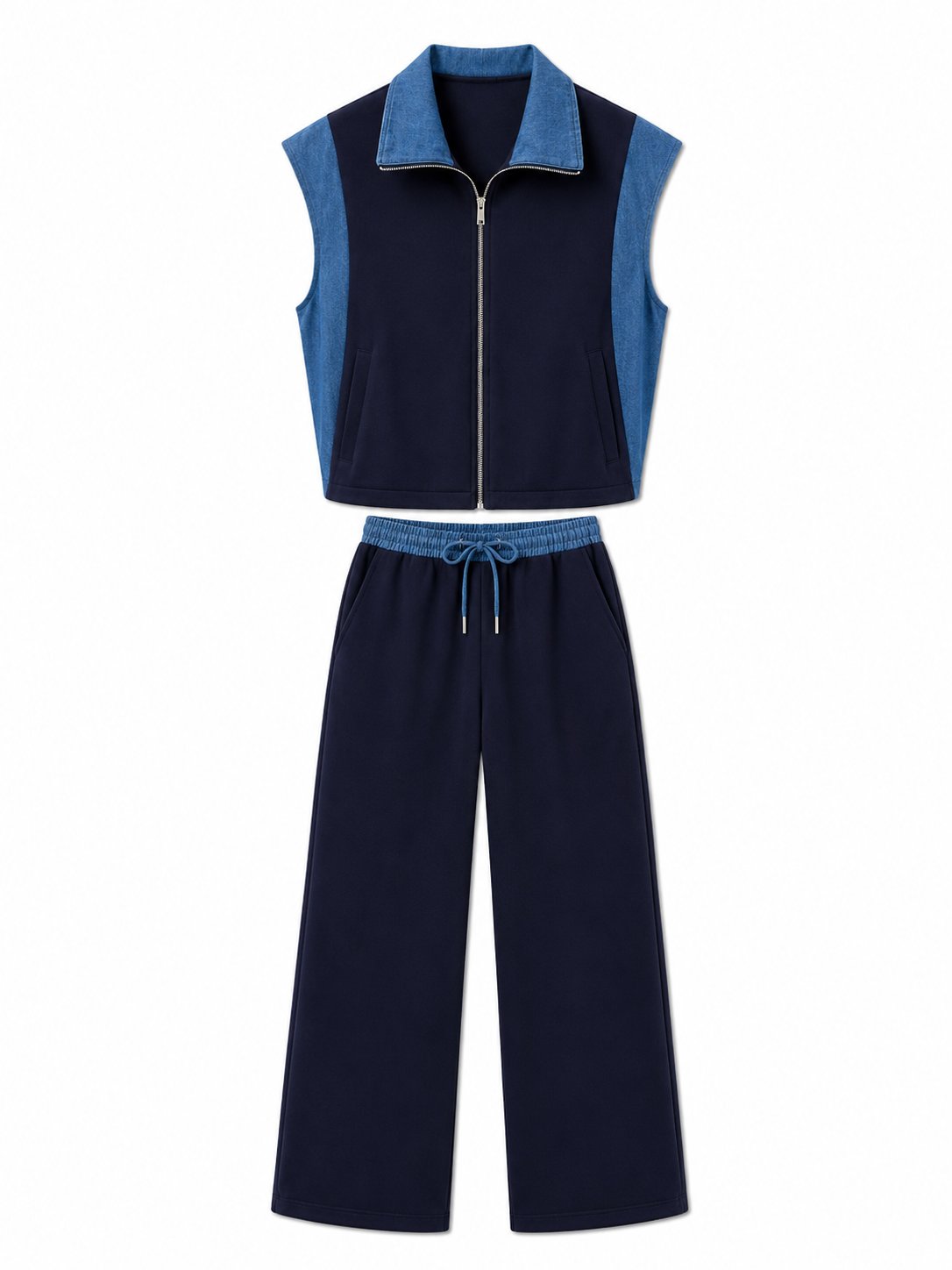 Premium Lacivert Marka Model Denim Garnili Takım