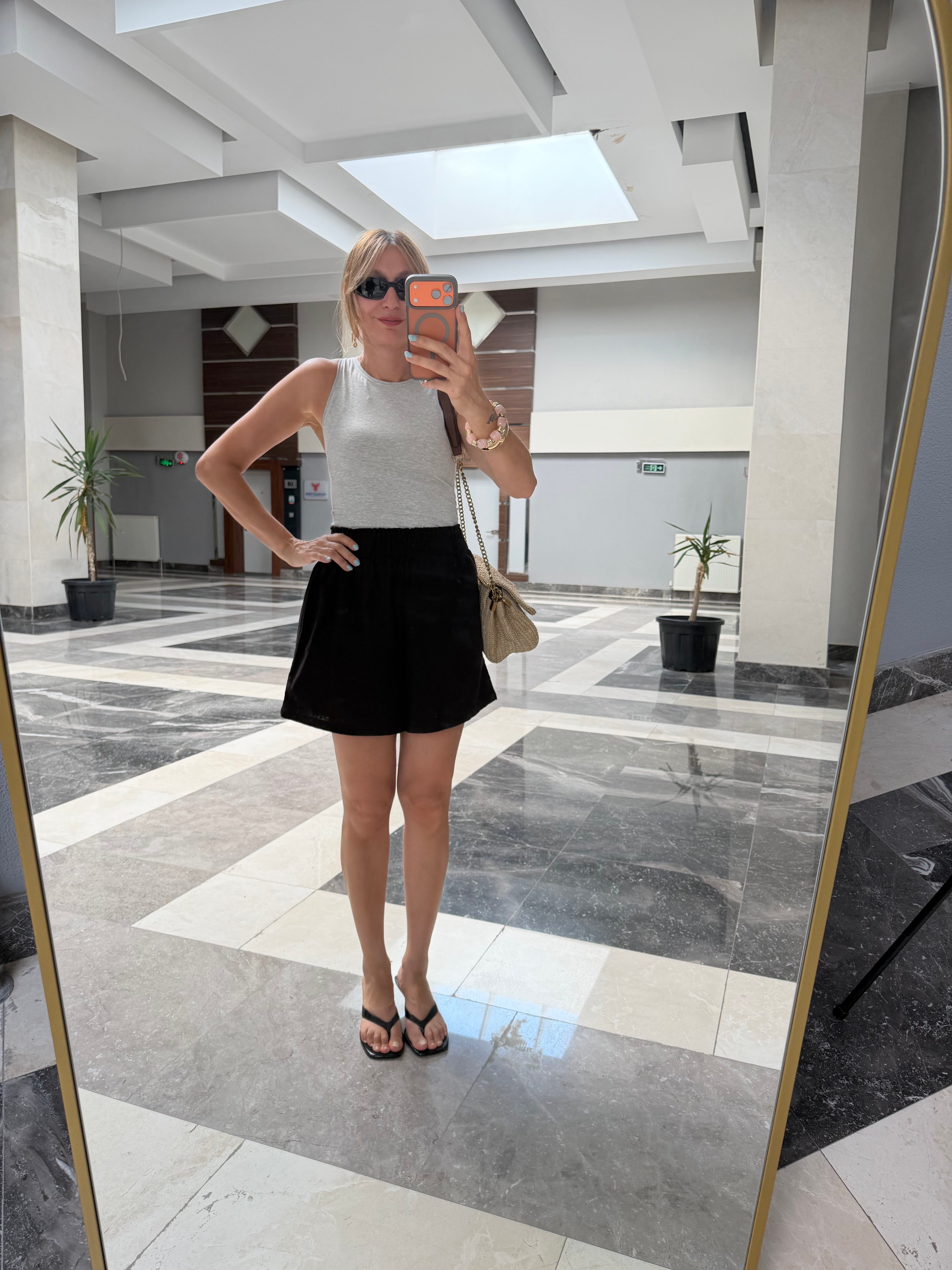 Premium Lcs Siyah Kalın Bel Şort