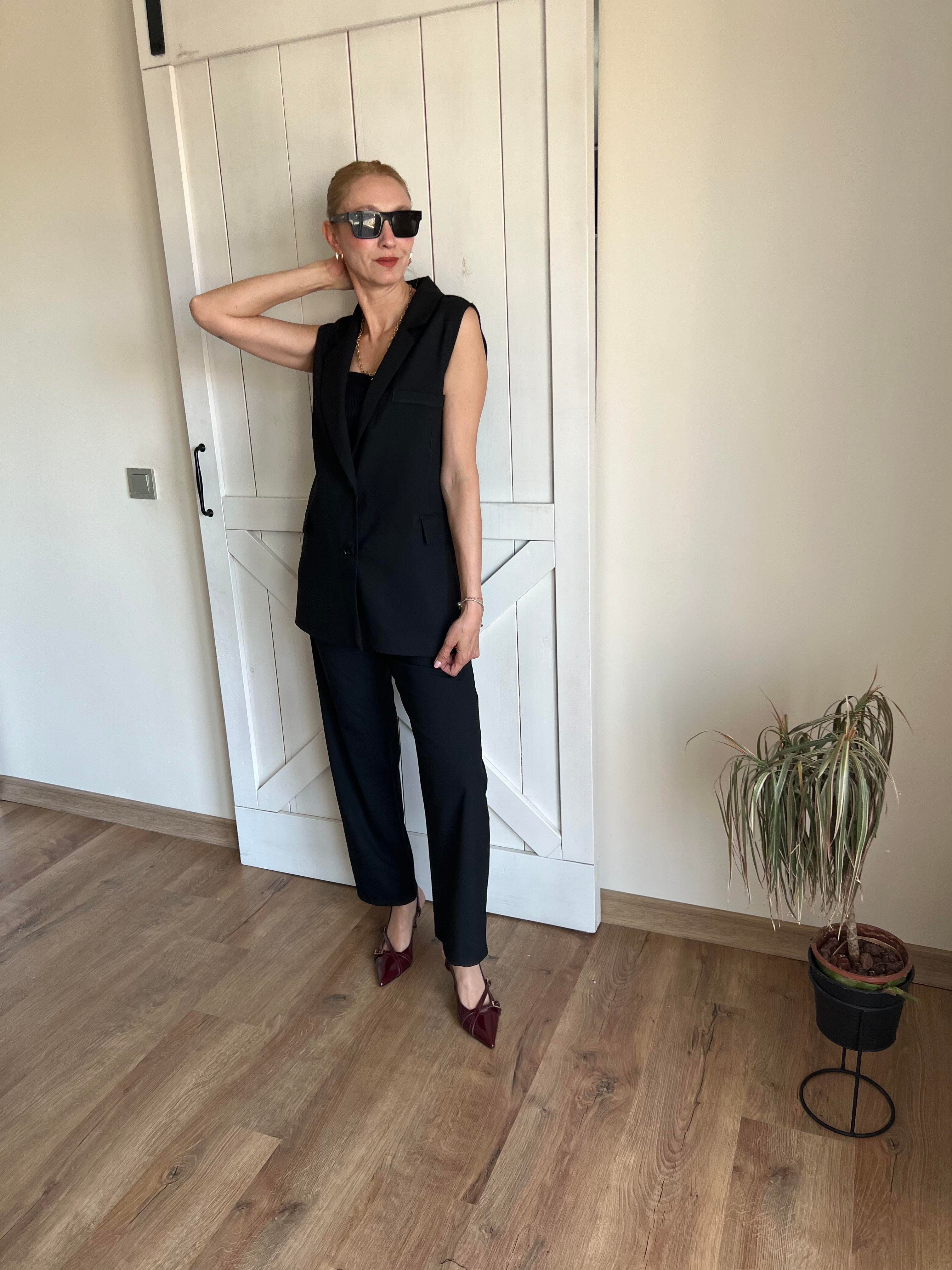 Premium Massimo Yelekli Siyah Takım