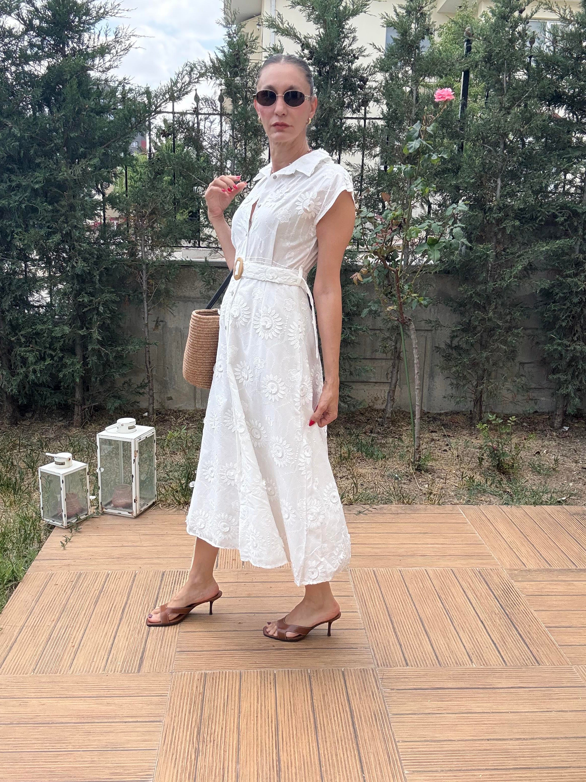 Premium Nakışlı Kemerli Fisto Elbise