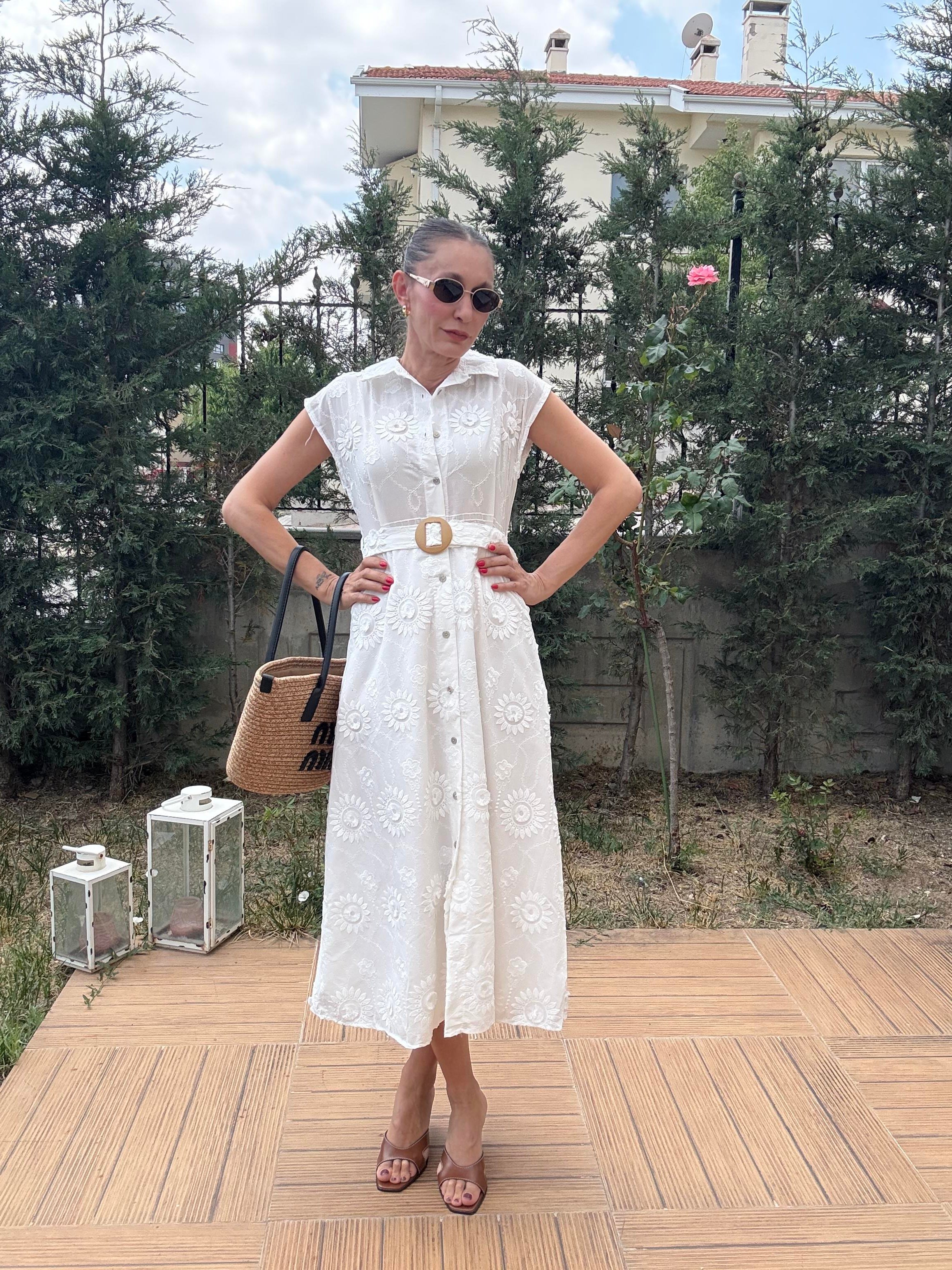 Premium Nakışlı Kemerli Fisto Elbise