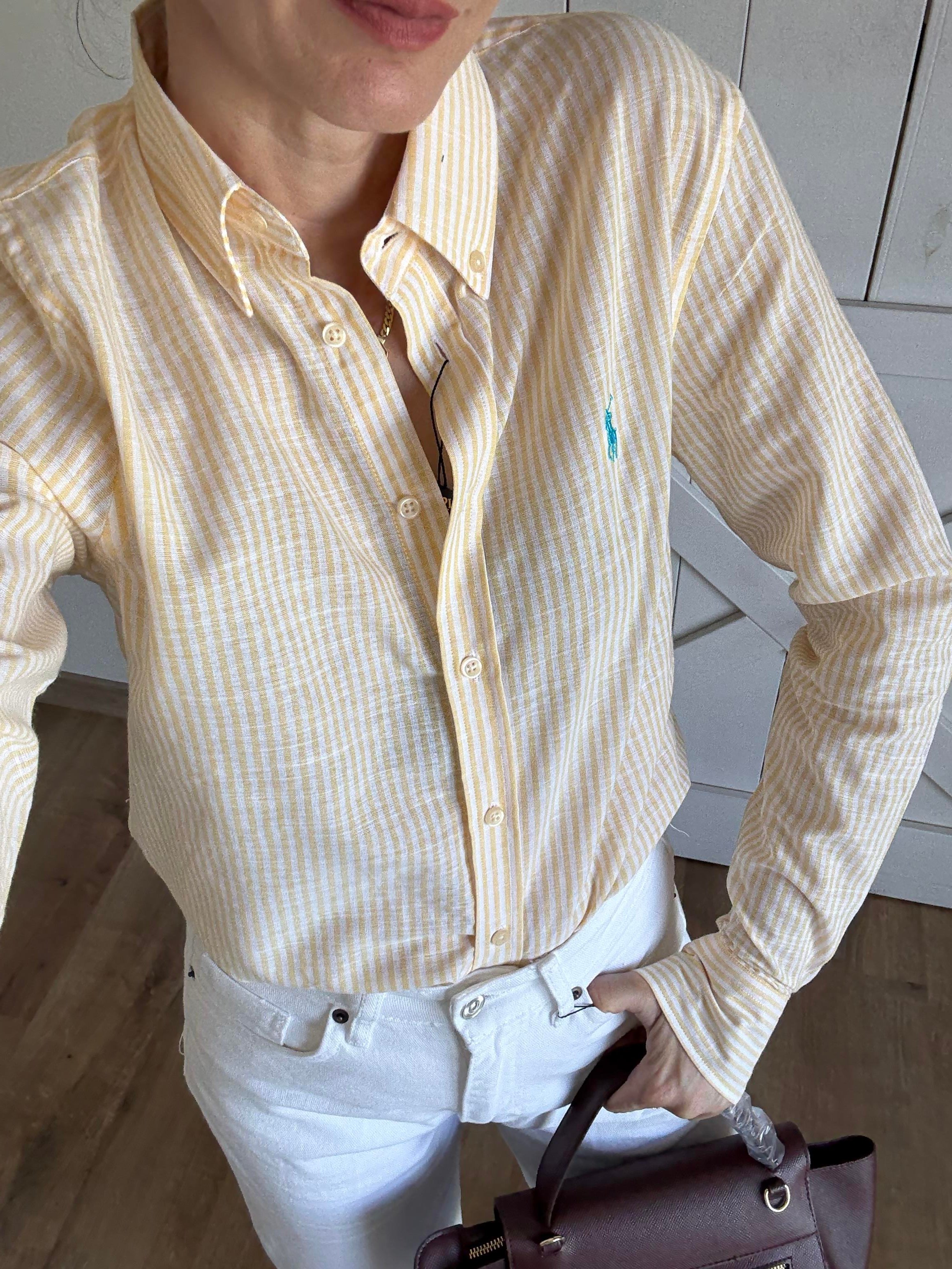 Premium Sarı Çizgili Gömlek