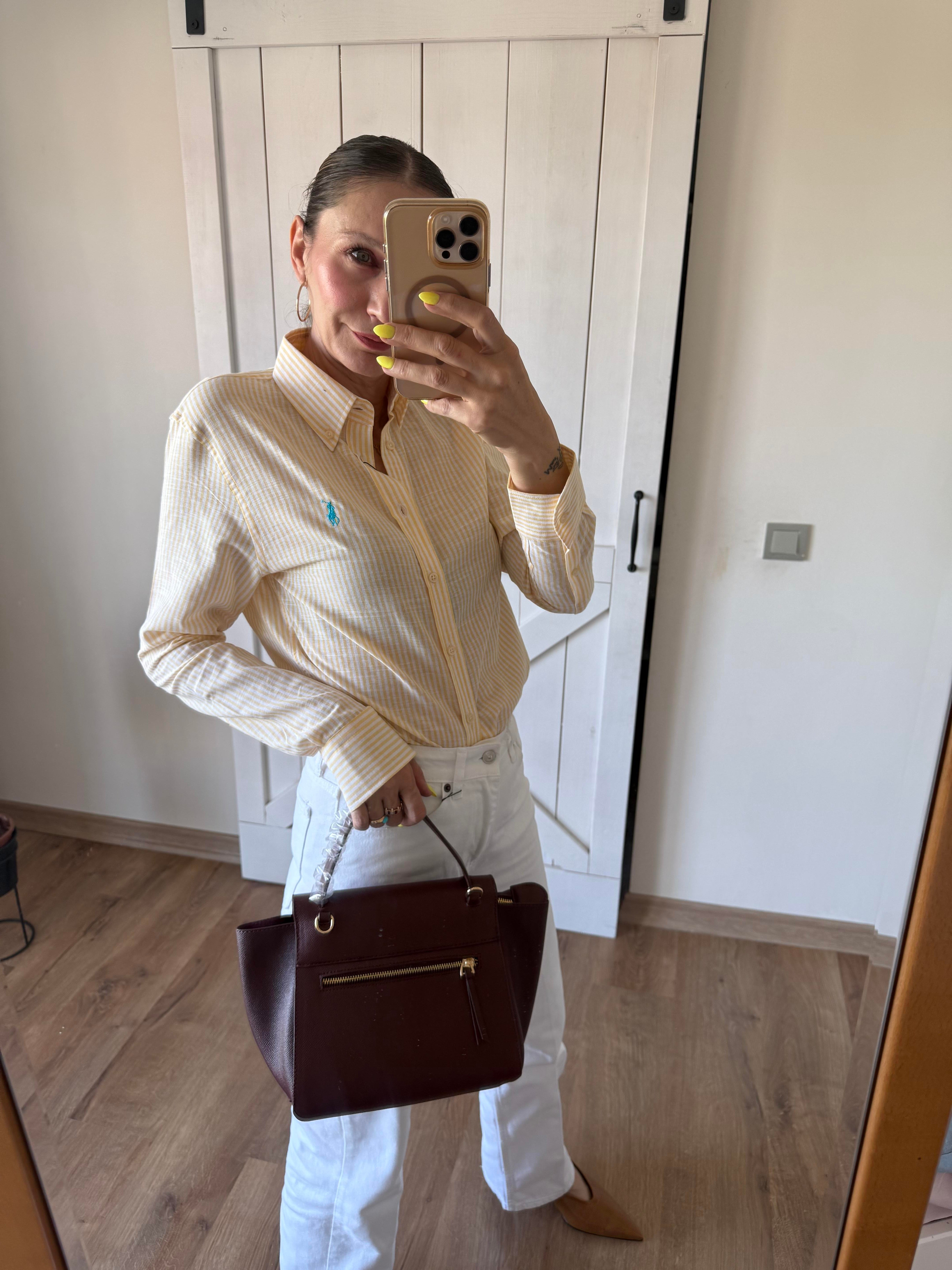 Premium Sarı Çizgili Gömlek