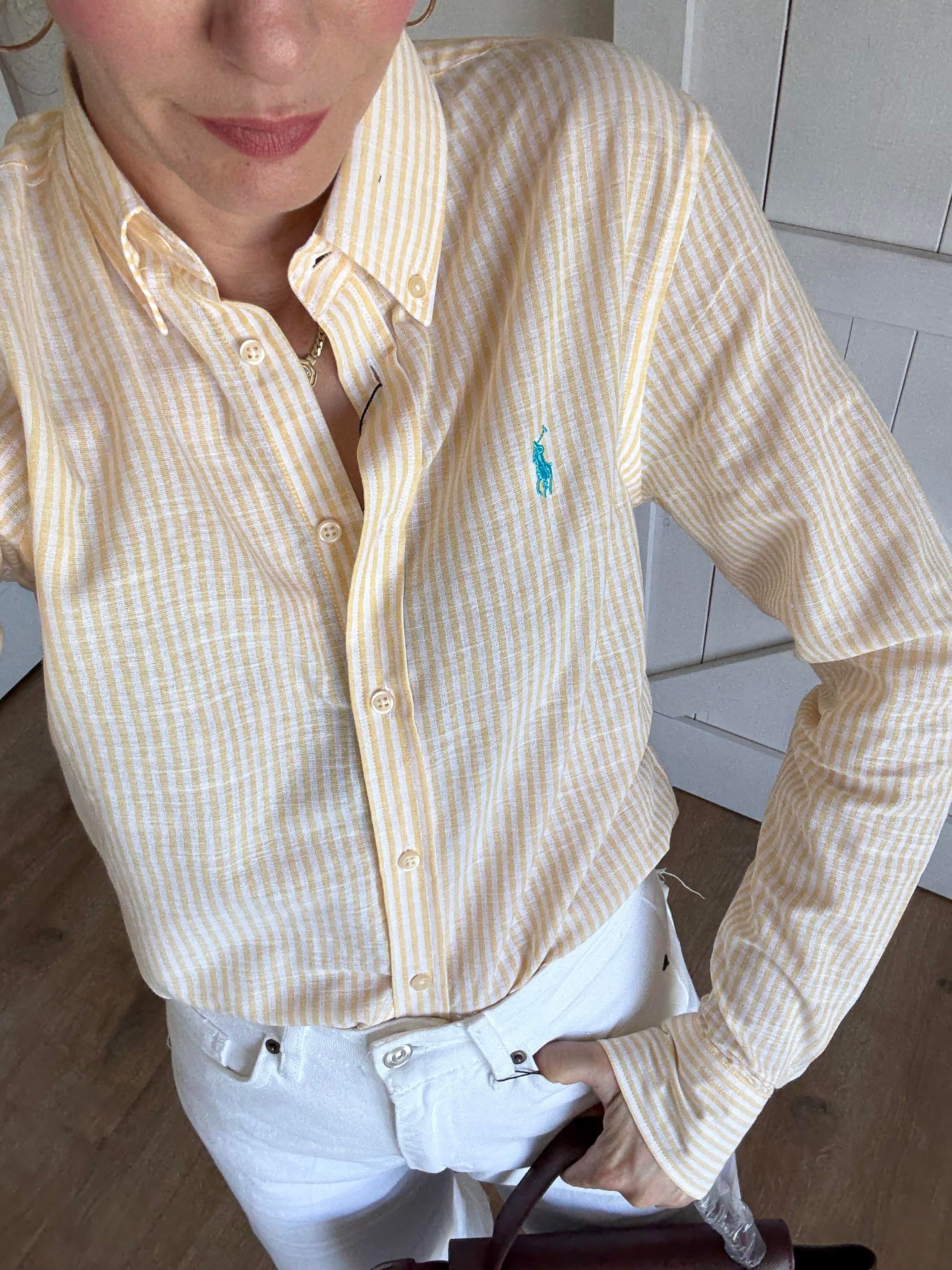 Premium Sarı Çizgili Gömlek