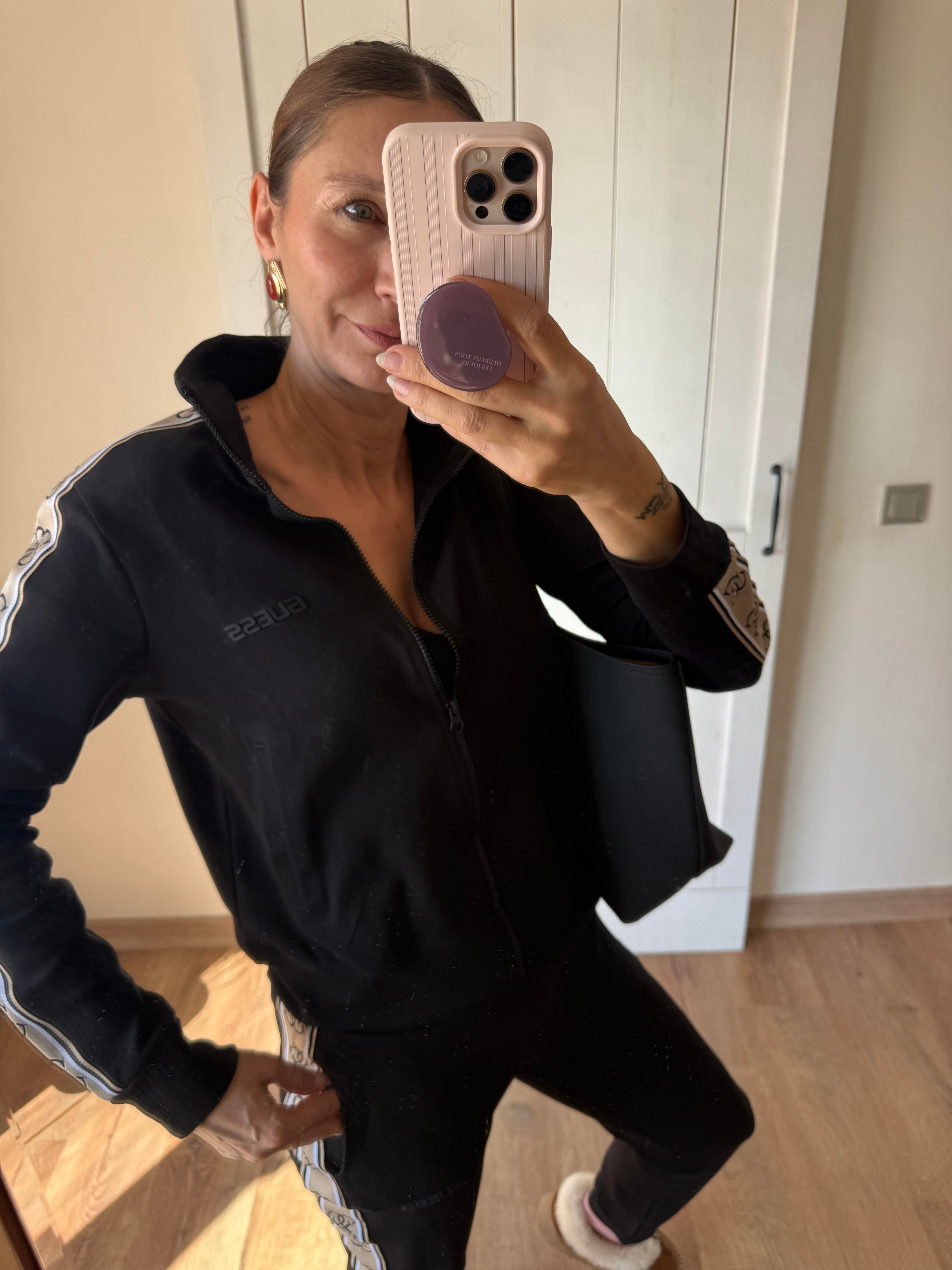 Premium Şeritli Fermuarlı Sweat Pantolon Takım