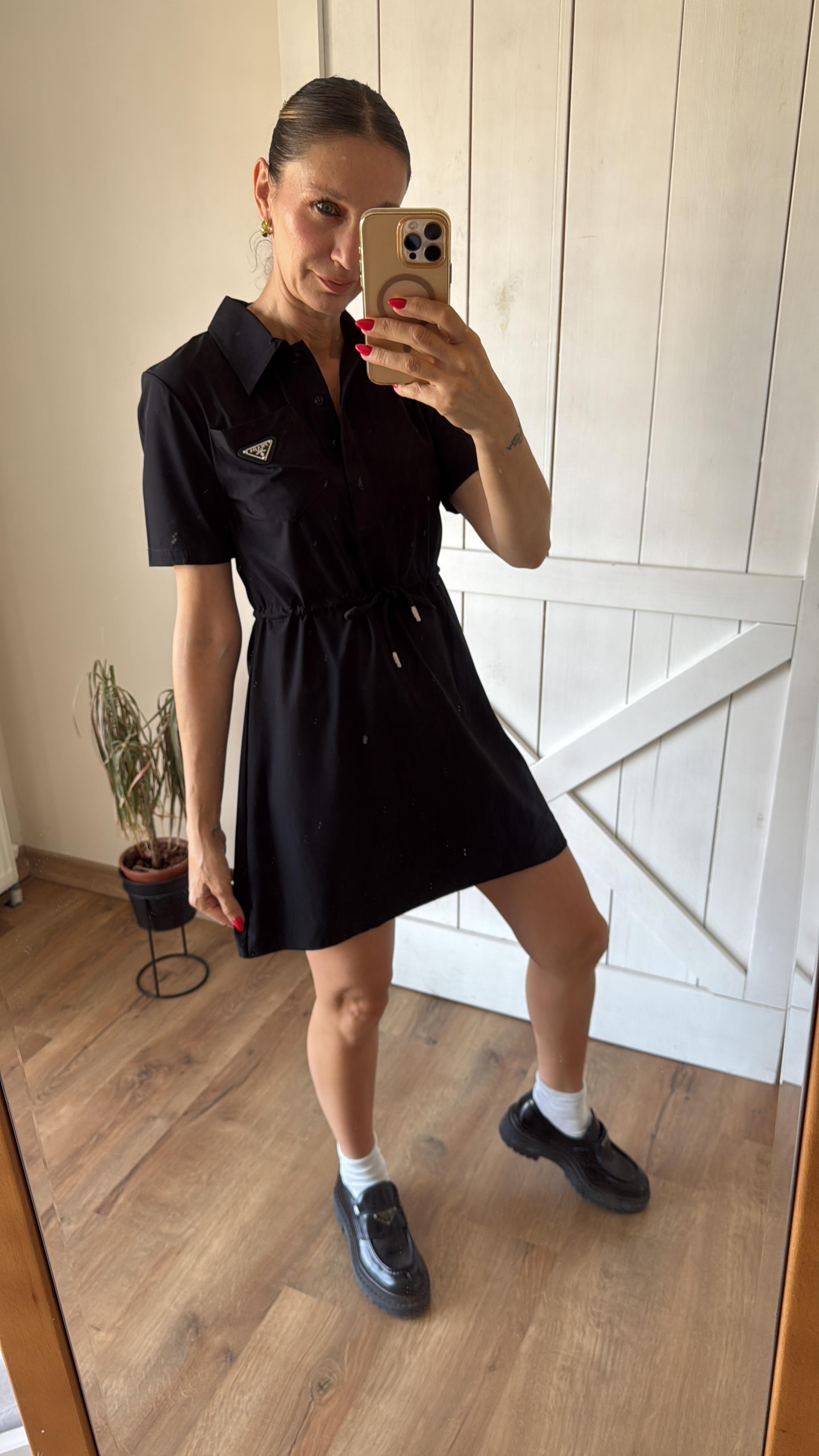 Premium Siyah Bel Büzgü Elbise